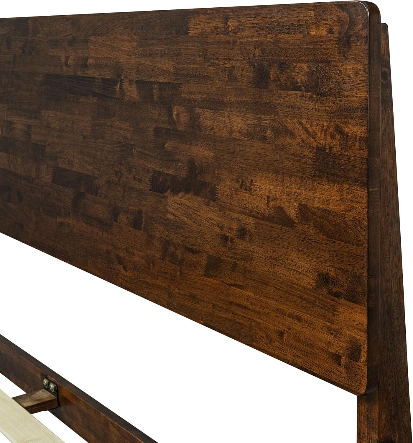 Serenity Premium Solid Wood Bed Frame with Headboard, Scandinavian Signature High Headboard Wood Bed, 800 lb Capacity, No Box Spring Needed, Fits All Mattresses, 5-Year Warranty