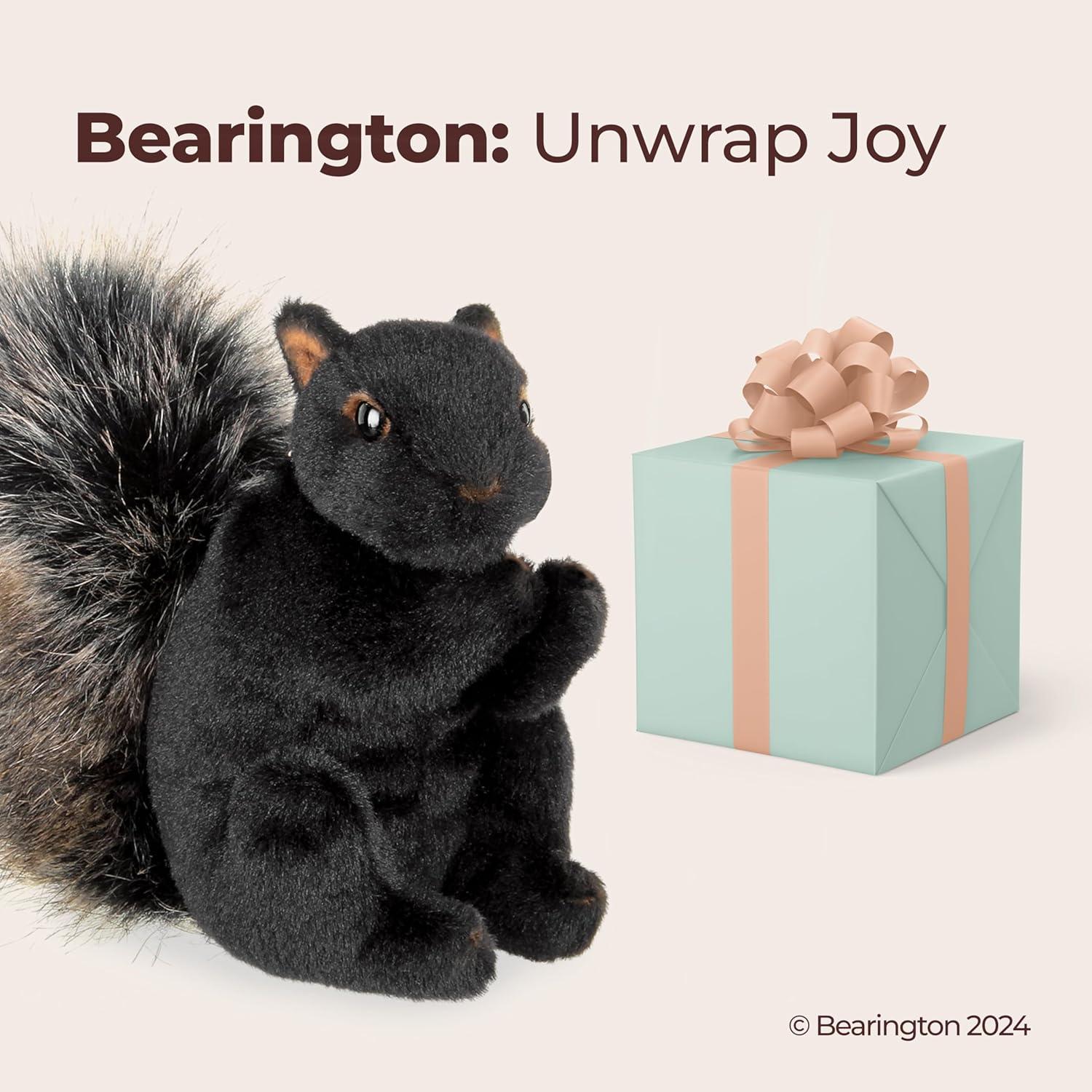 Bearington Acorn Black Plush Toy Squirrel Stuffed Animal, 7 inches
