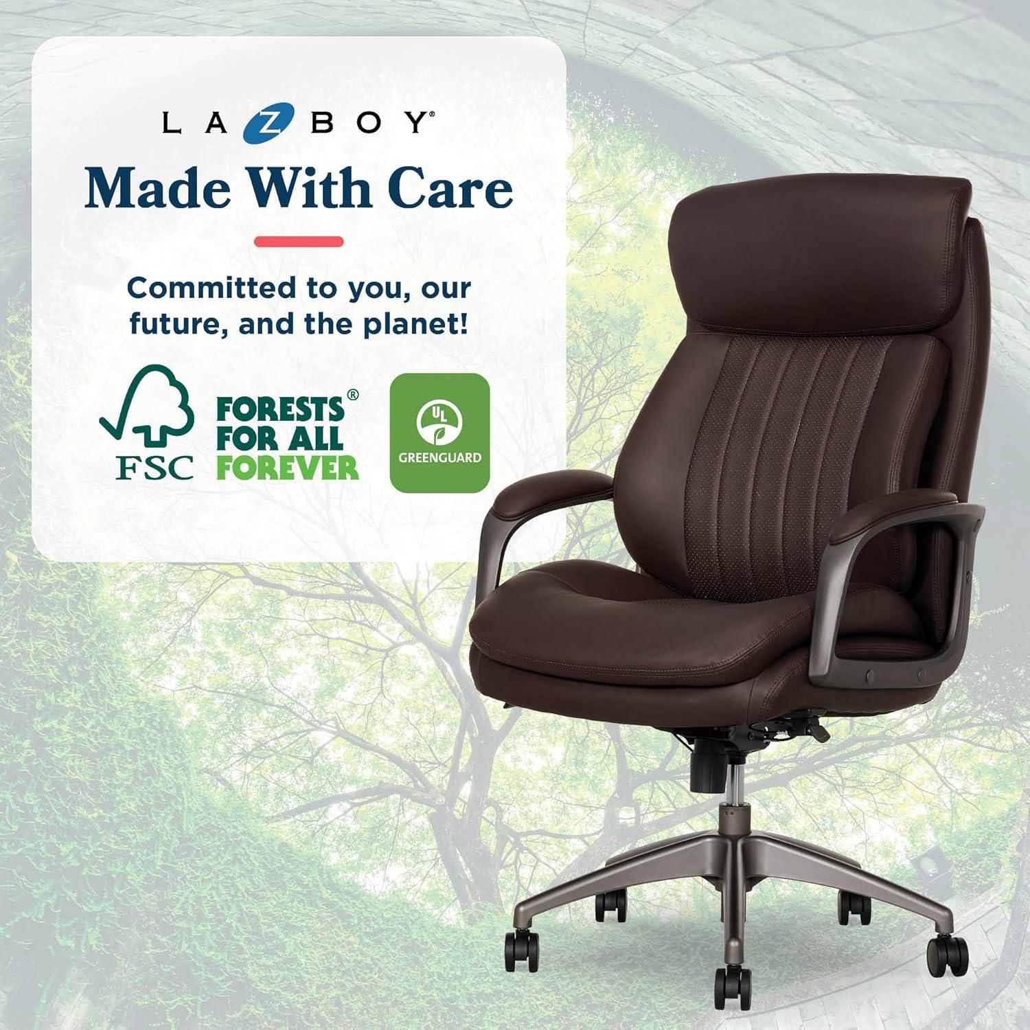 La-Z-Boy La-Z-Boy® Nova Executive Office Chair, Patented AIR Ergonomic Support Technology®, High-Back Premium Comfort & Support, Vegan PU Leather