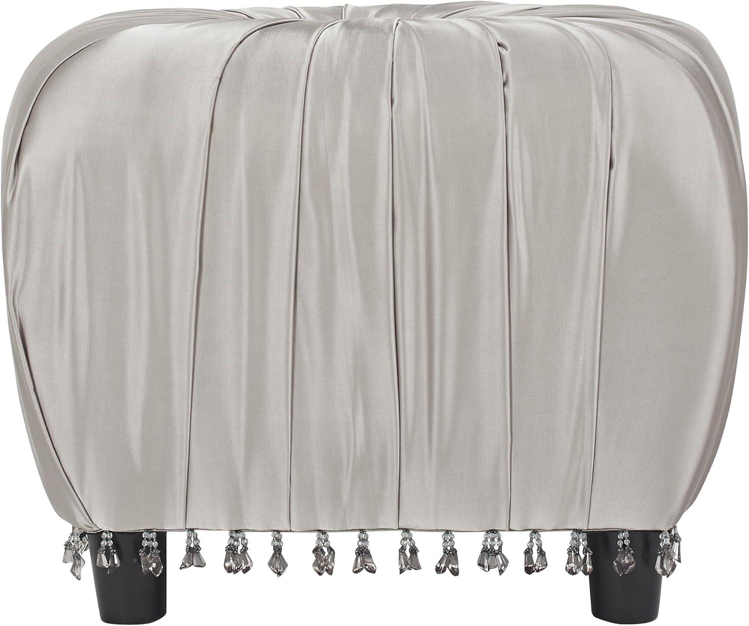 Gracie Pleated Decorative Ottoman Satin, Flint Grey Satin