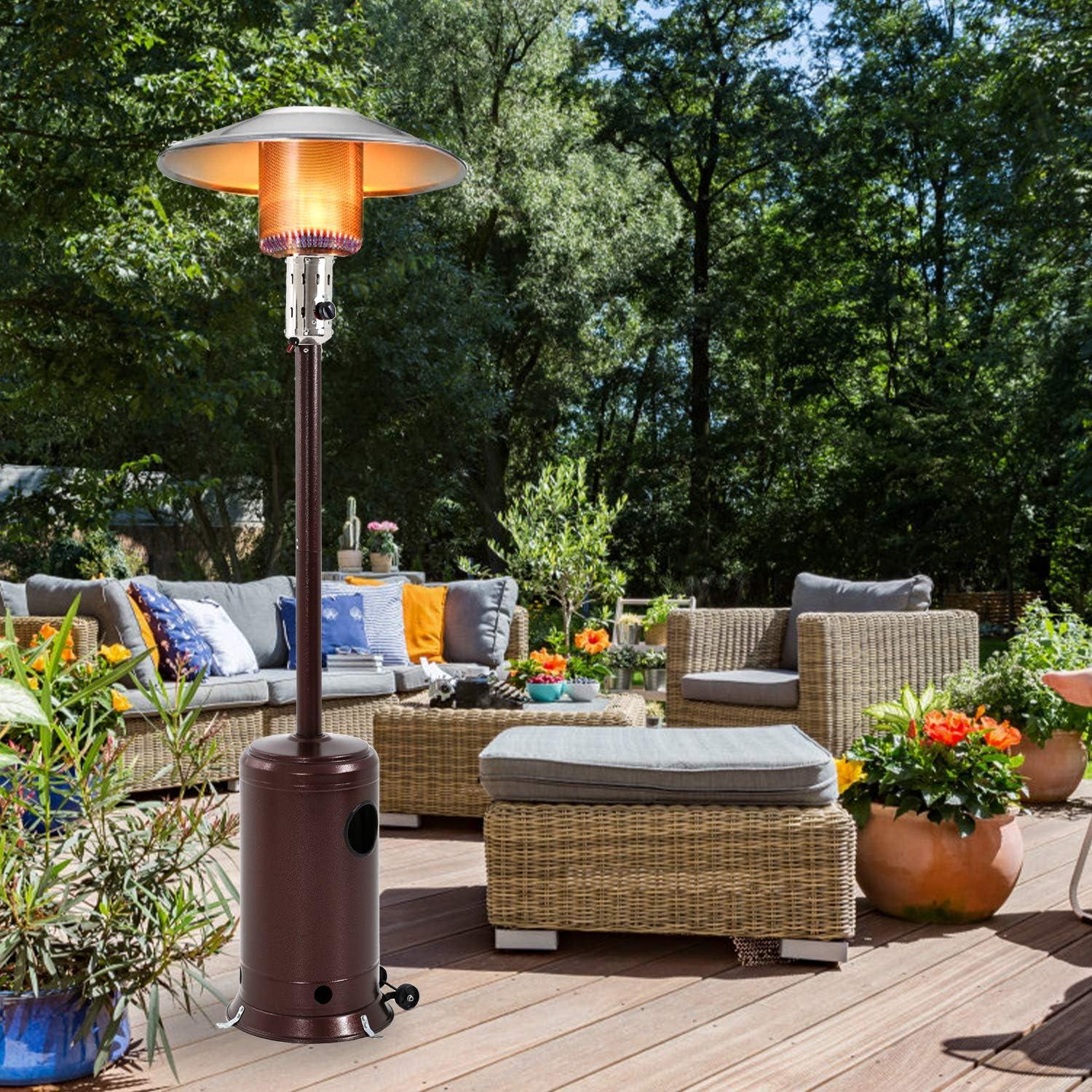 Bronze Propane Outdoor Patio Heater with Tip-Over Protection