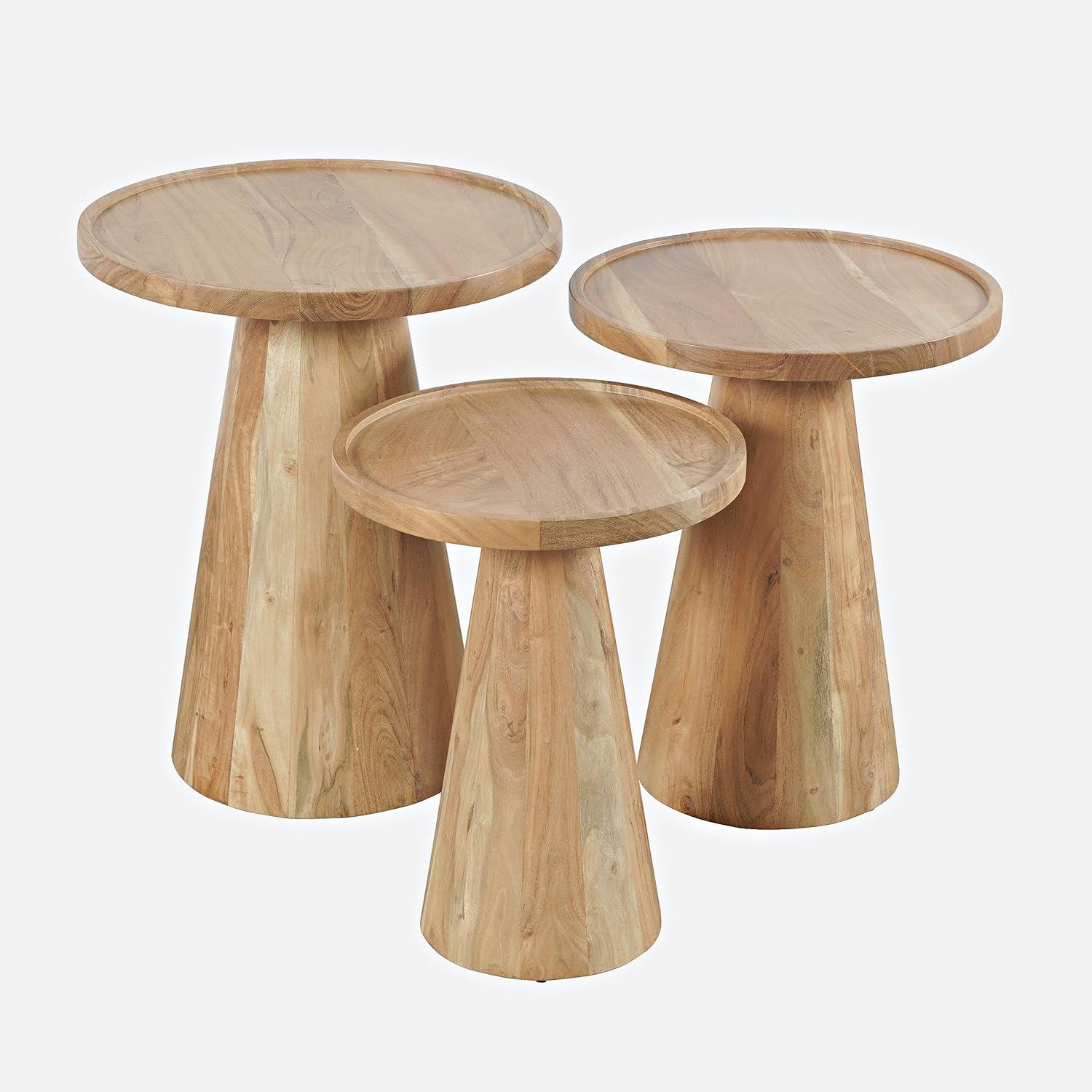 Jofran Knox Mid-Century Modern Solid Hardwood Round Accent Tables (Set of 3)