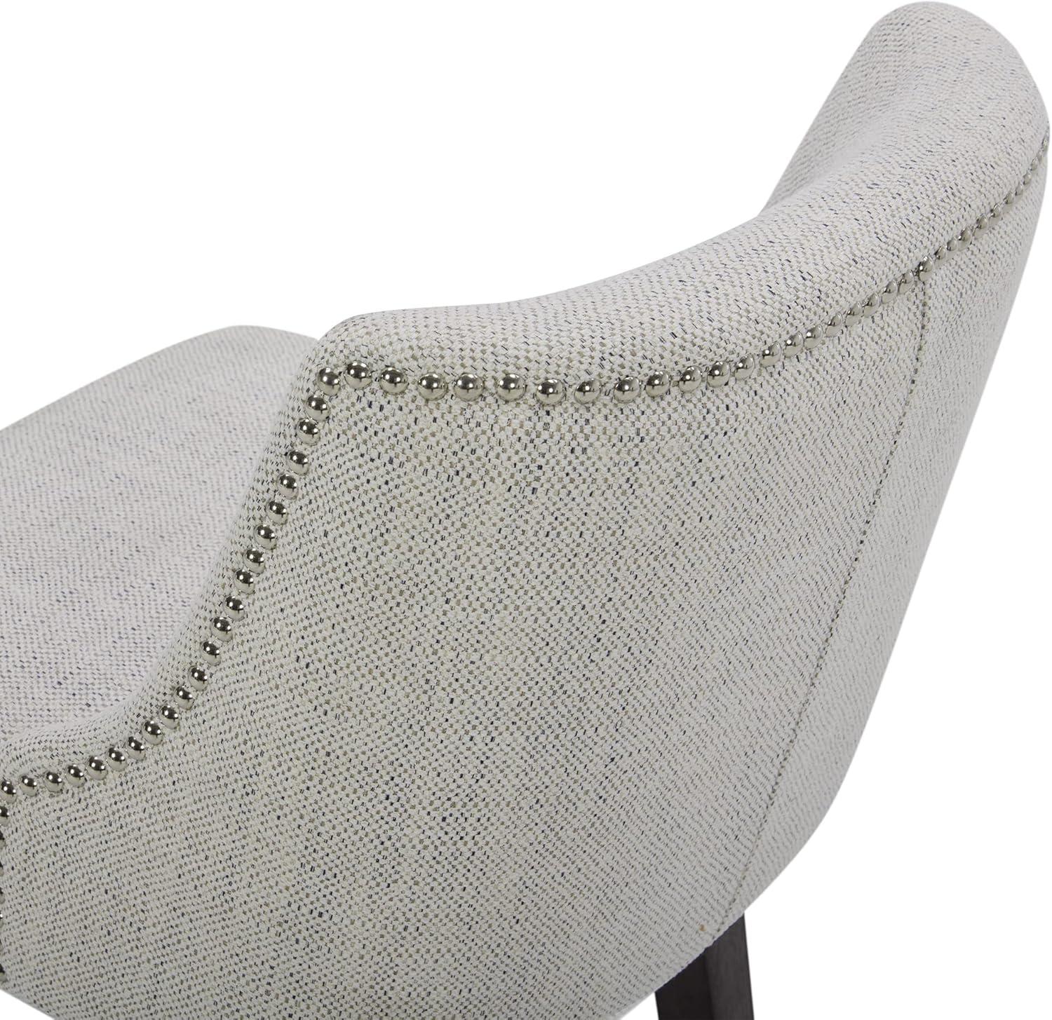 CHITA 26 inch Swivel Upholstered Fabric Barstool, Ivory