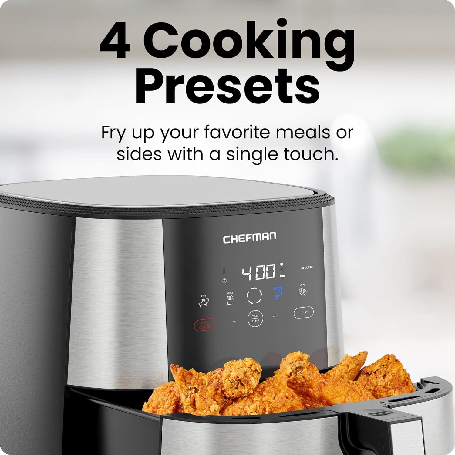 Chefman ExacTemp 5 Qt. Digital Air Fryer with Temperature Probe - Stainless Steel, New