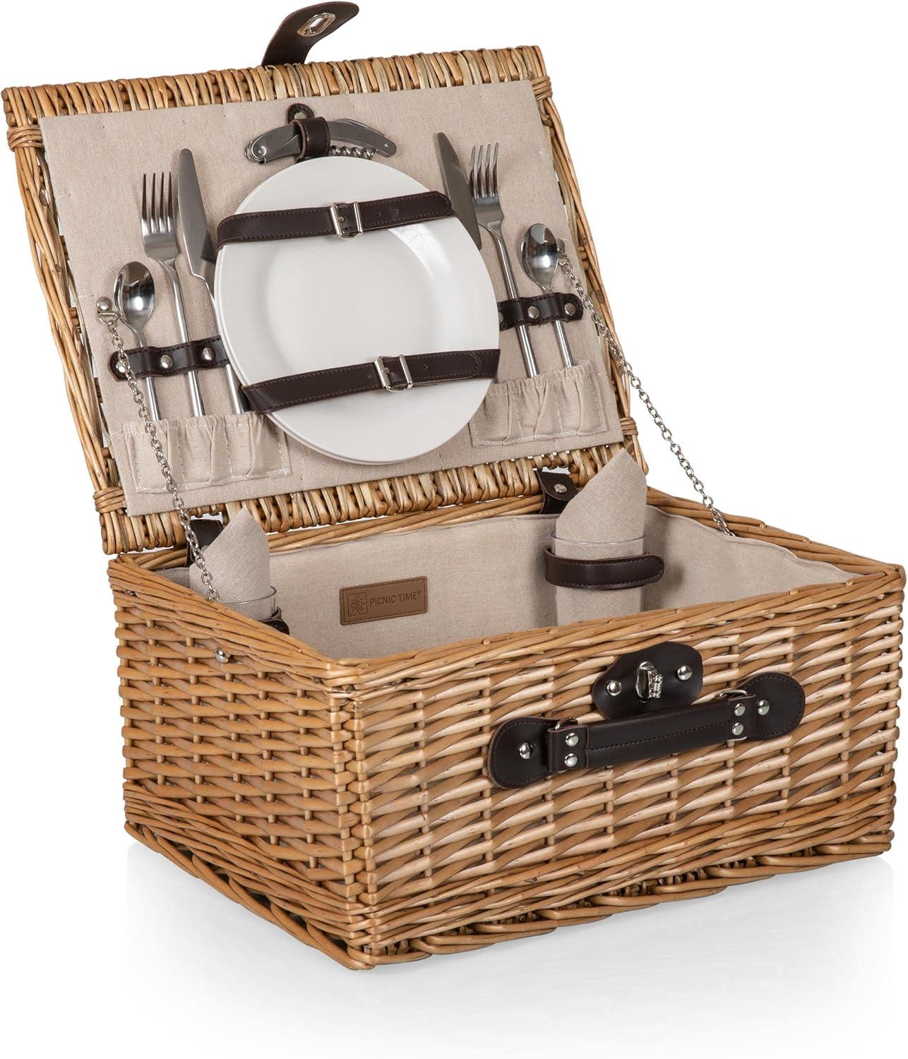 Classic Willow Wicker Picnic Basket - Romantic Picnic