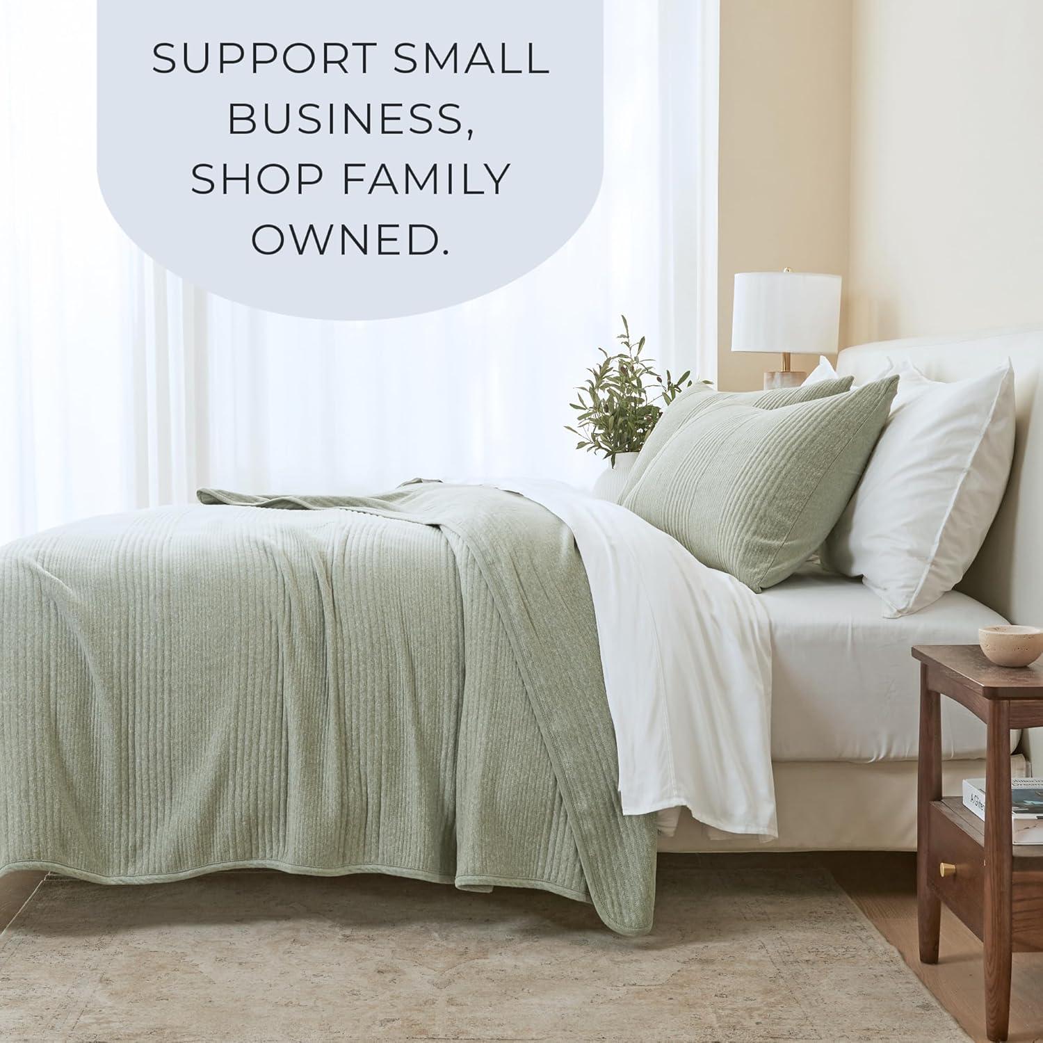 FreshFolds Jersey Cotton Blend Stitched Quilt Set with Shams