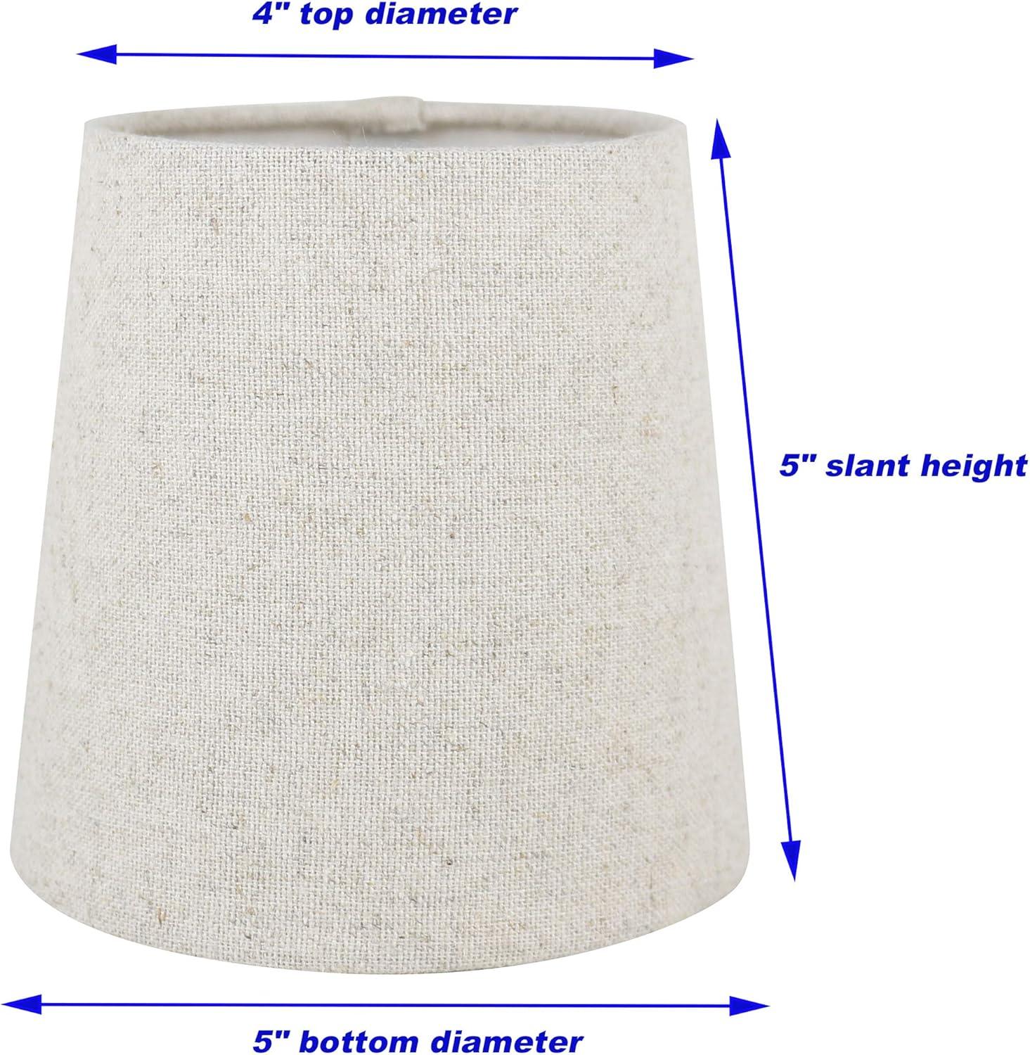 Meriville Set of 5 Natural Linen Clip On Chandelier Lamp Shades, 4-inch by 5-inch by 5-inch