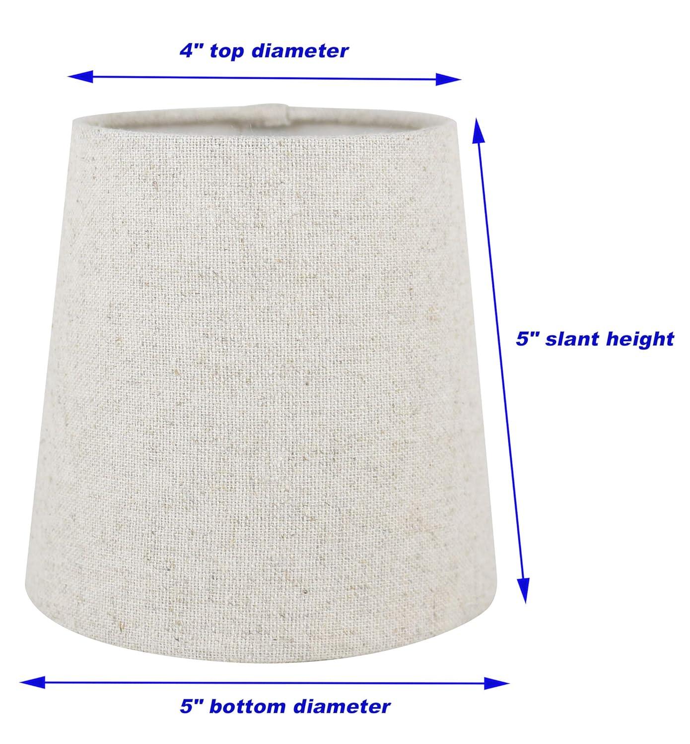 Meriville Set of 2 Natural Linen Clip On Chandelier Lamp Shades, 4-inch by 5-inch by 5-inch