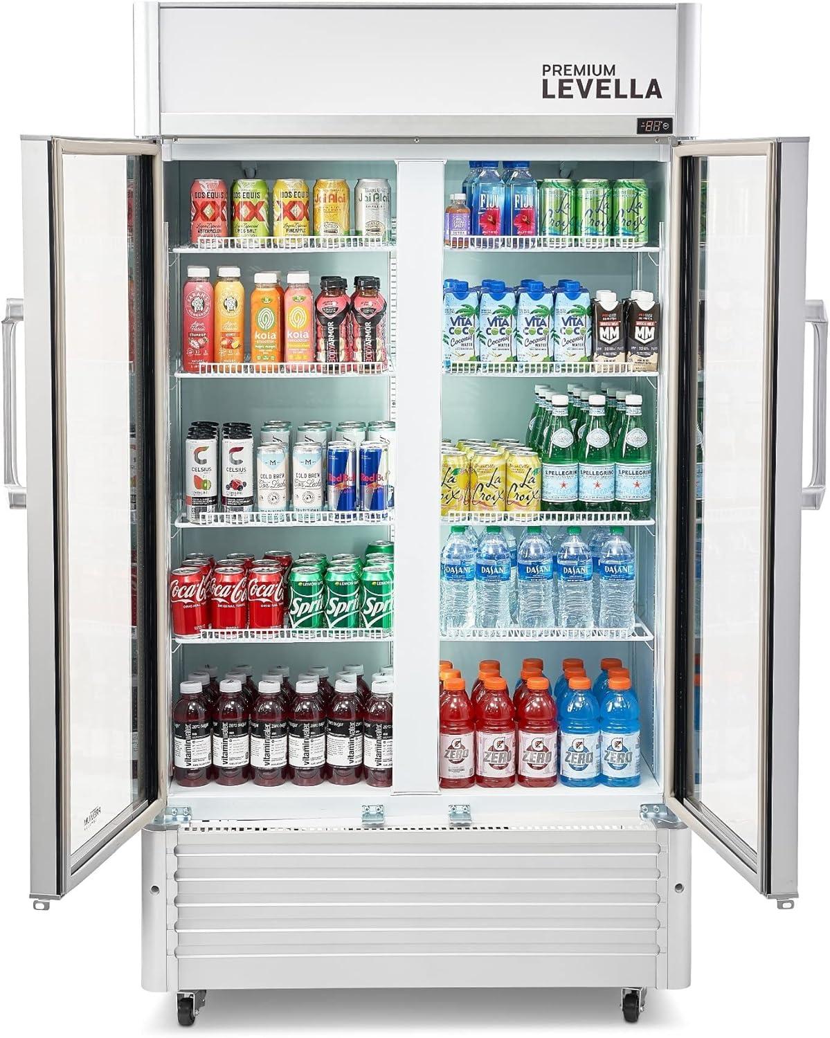 Premium 73'' Silver Smart Upright Double Glass Door Refrigerator