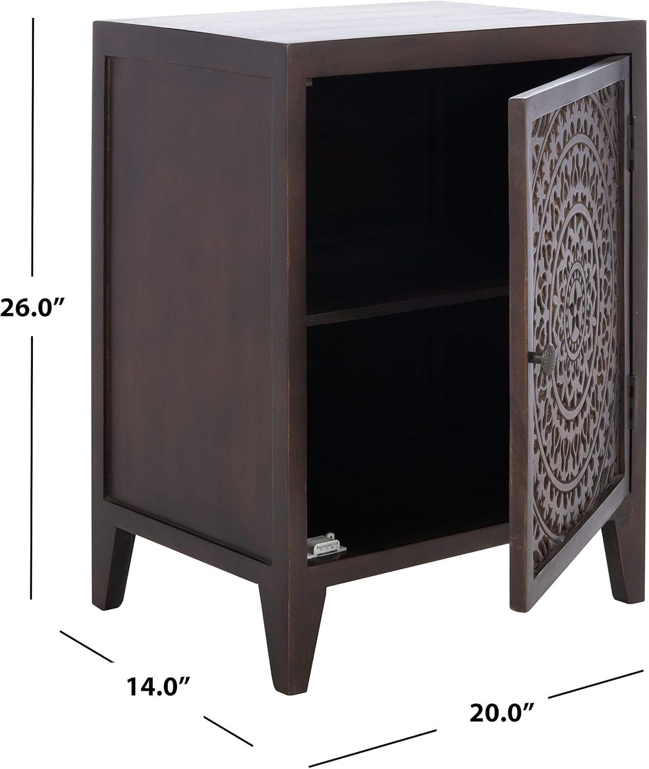 Thea 1 Door Carved Nightstand  - Safavieh