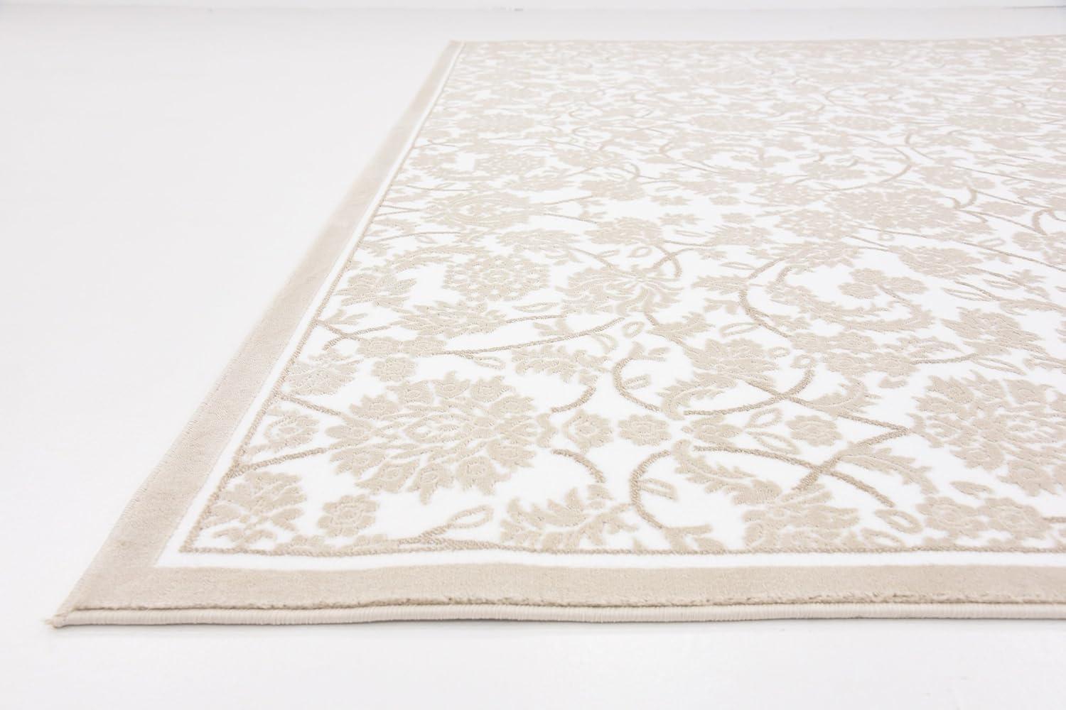 Unique Loom Rushmore Collection Area Rug - Taft (10' x 13' 1" Rectangle Snow White/Beige)