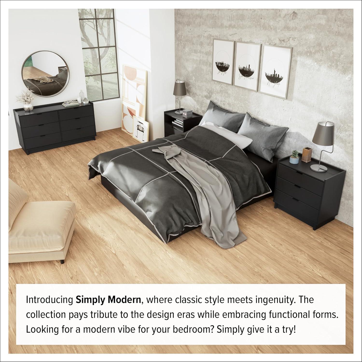Prepac 52.5" Wide Simply Modern 6 Drawer Dresser Black
