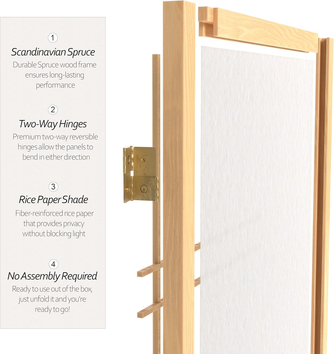 4 ft. Tall Shoji Privacy Screen w Strong Shade (6 Panels / Natural)