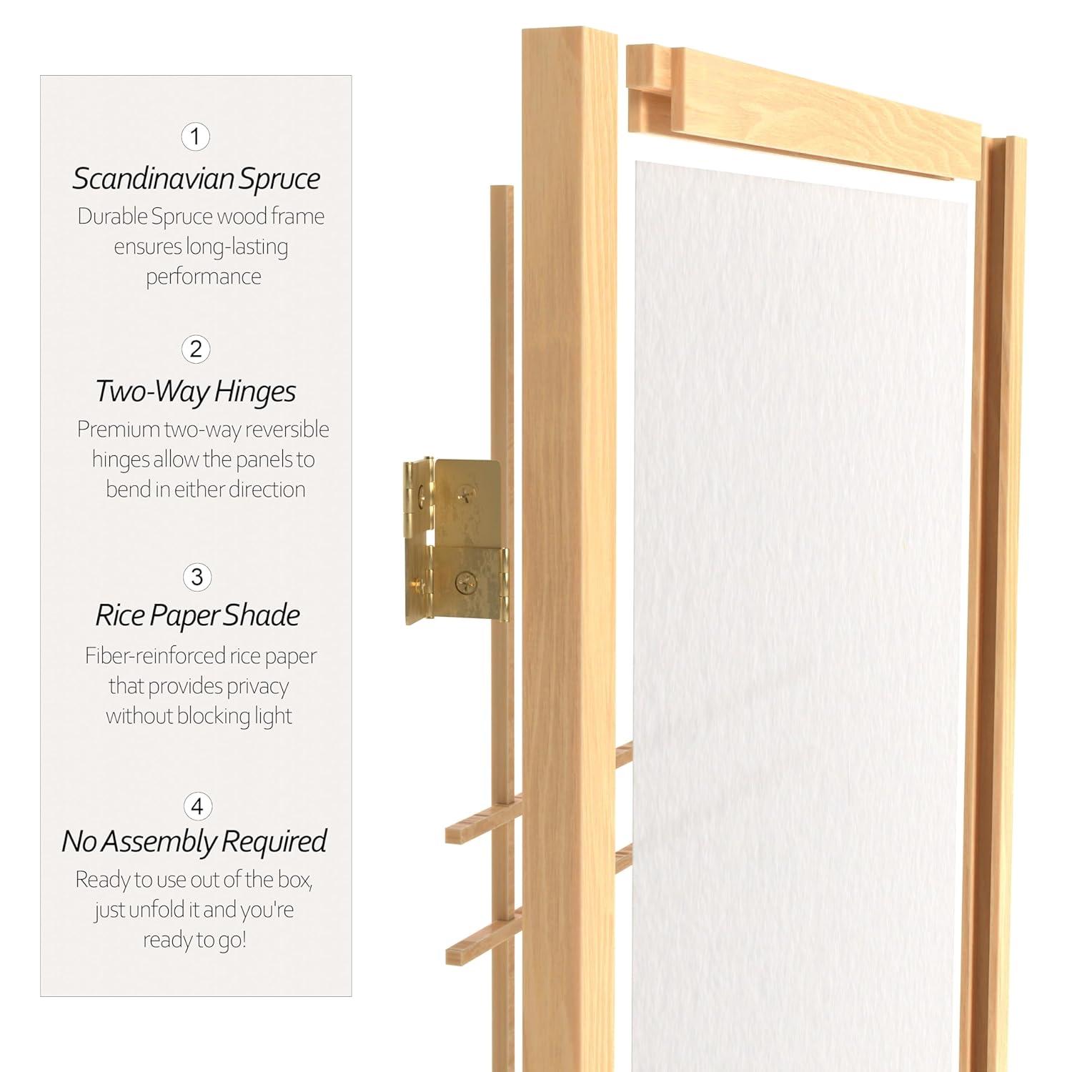 4 ft. Short Double Cross Shoji Screen - Natural - 6 Panels