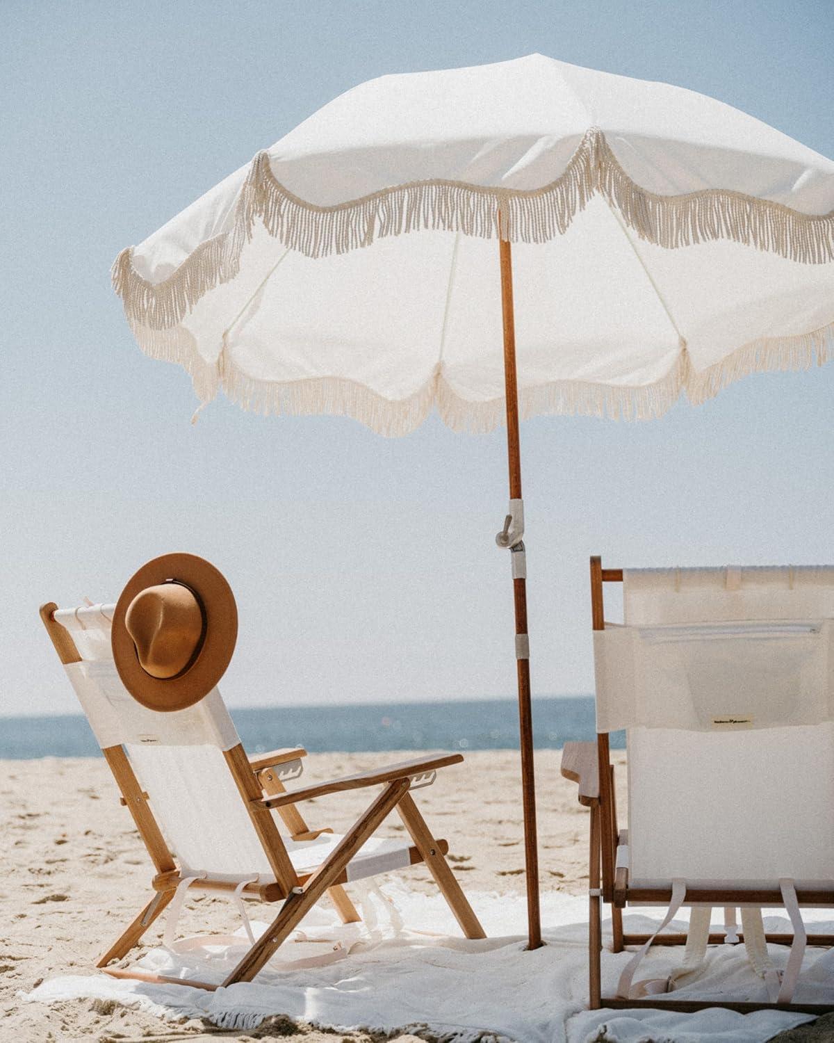 Premium Beach Umbrella by Business & Pleasure Co. - Antique White