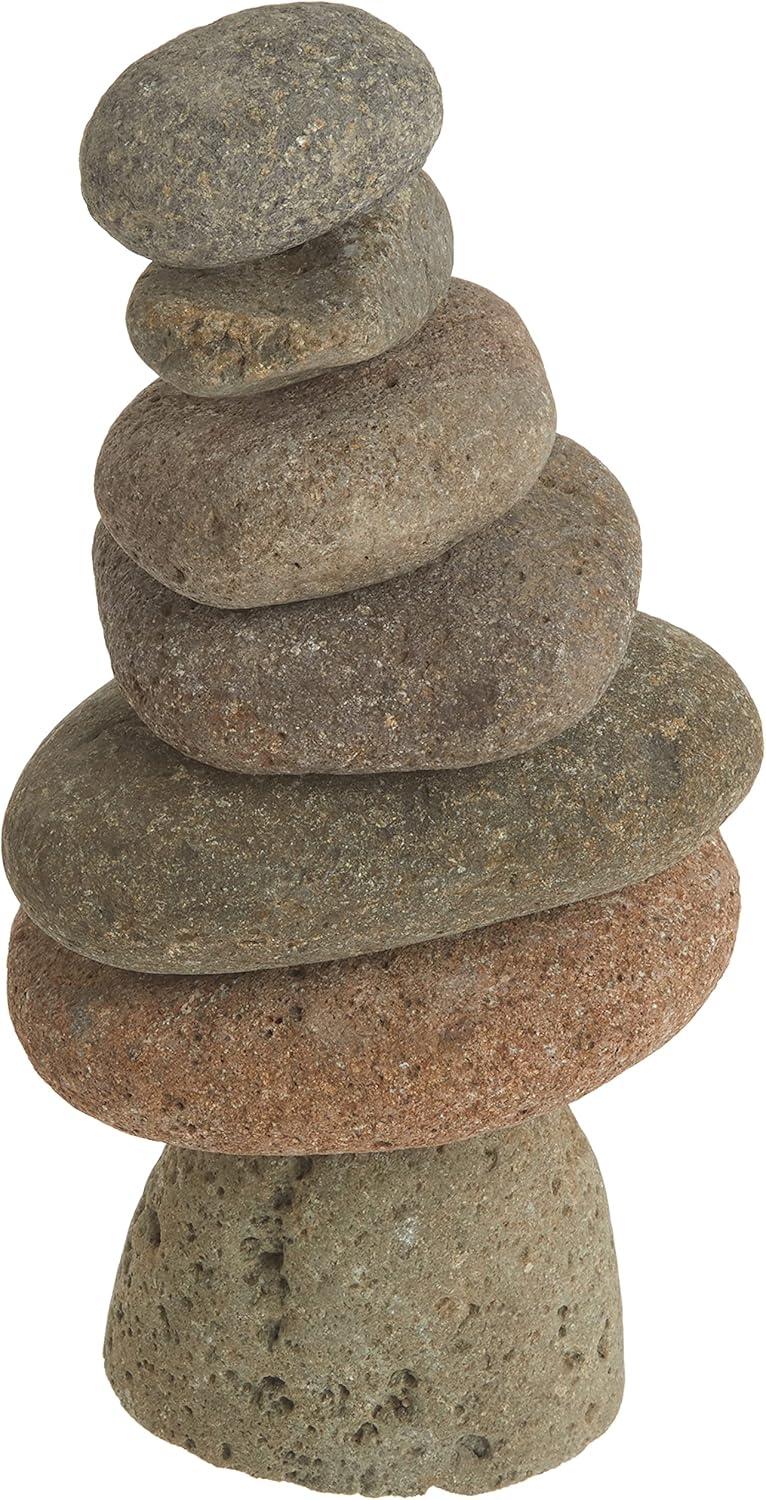 Handmade 11-inch Natural River Stone Garden Cairn