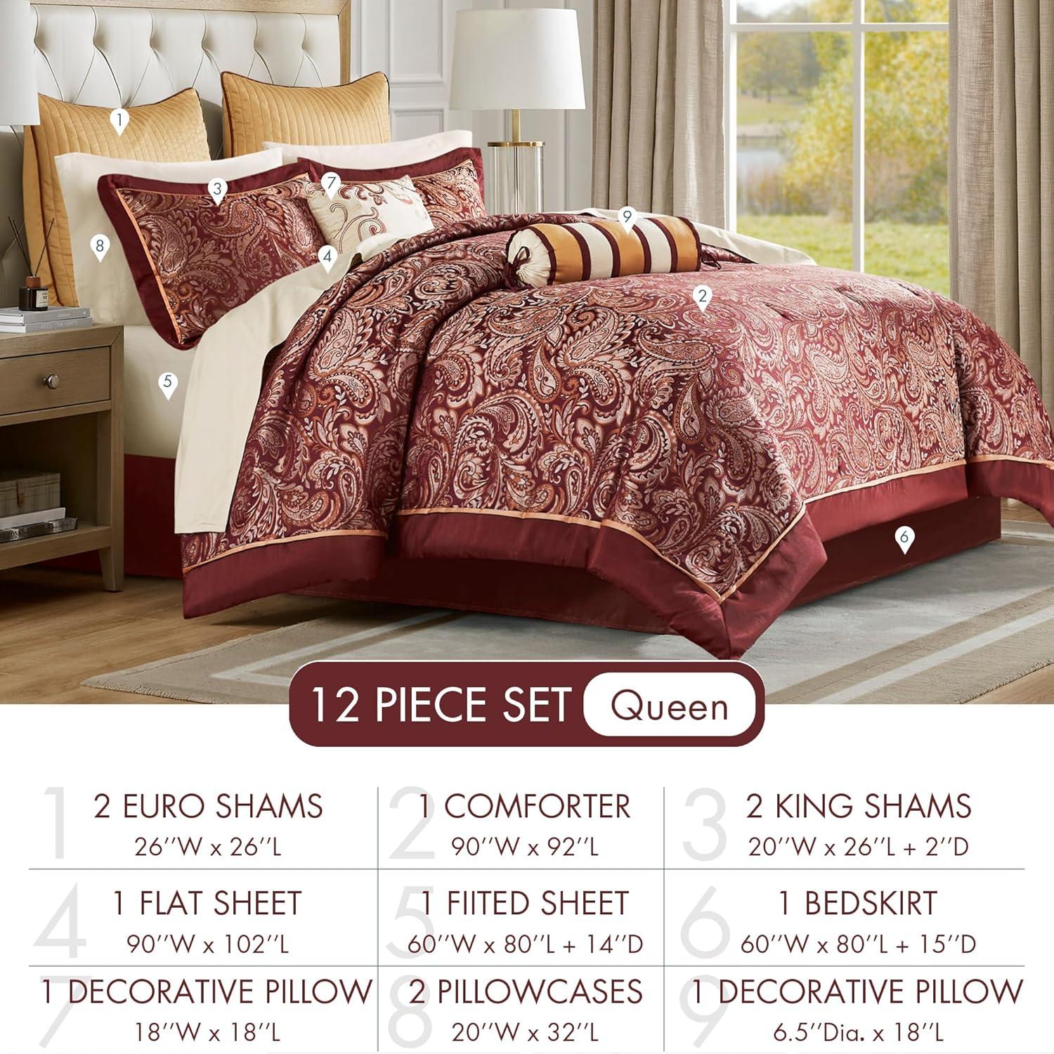 Aubrey 12 Piece Comforter Set with Cotton Bed Sheets