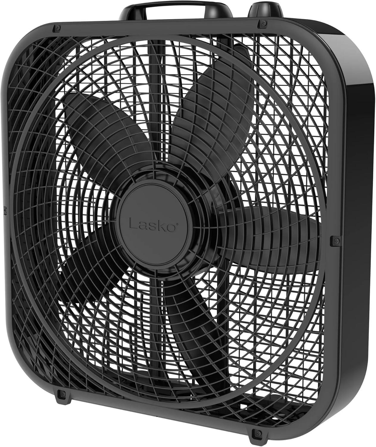 Lasko 20" Classic Box Fan with Weather-Resistant Motor, 3 Speeds, 22.5" H, White, B20200, New