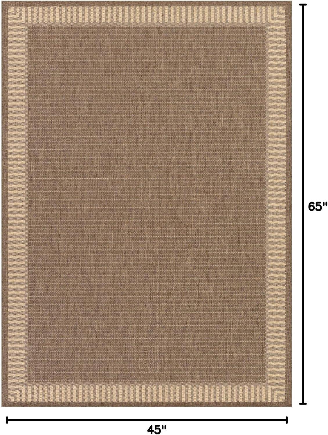 Couristan 3.75' x 5.25' Cocoa Brown Bordered Rectangular Polypropylene Area Throw Rug