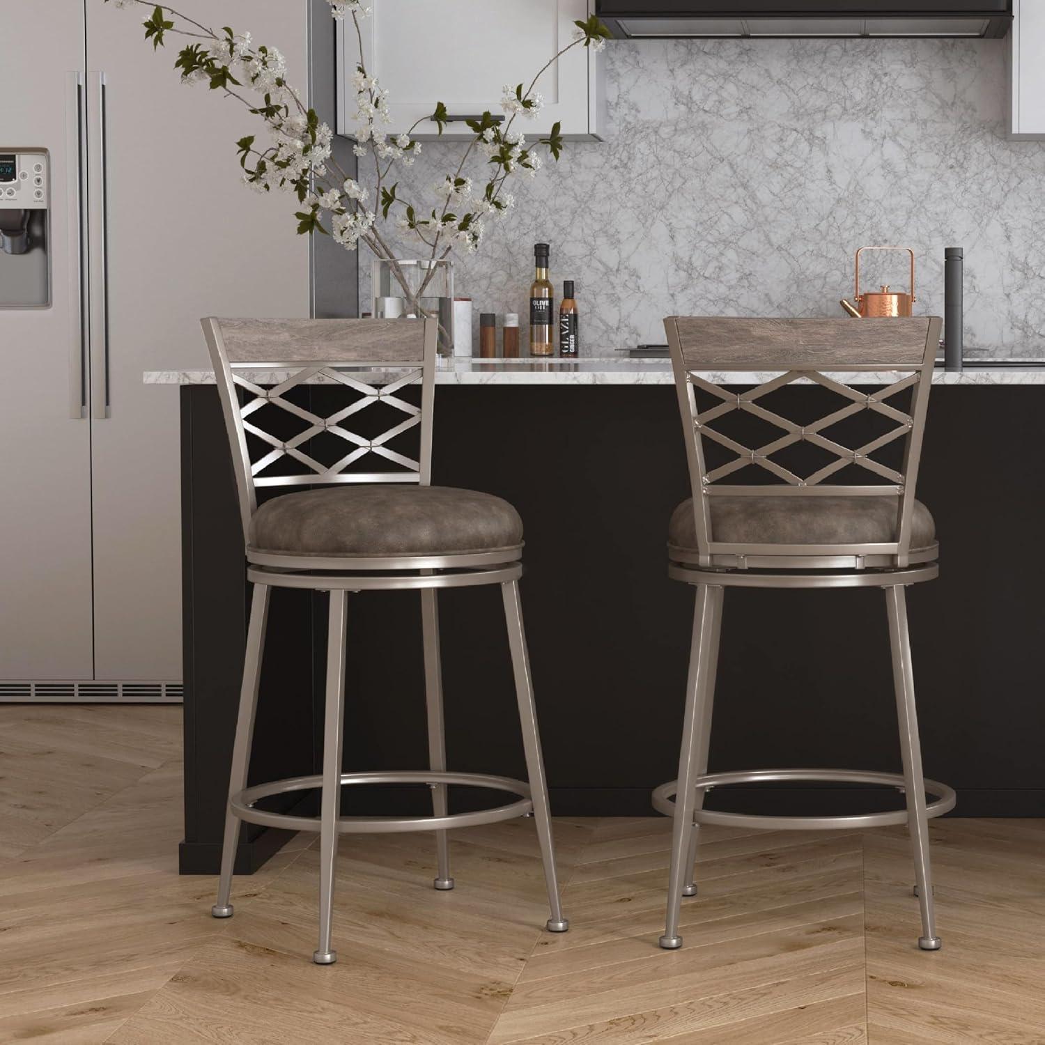 Hutchinson Gray Wood and Metal Swivel Counter Stool