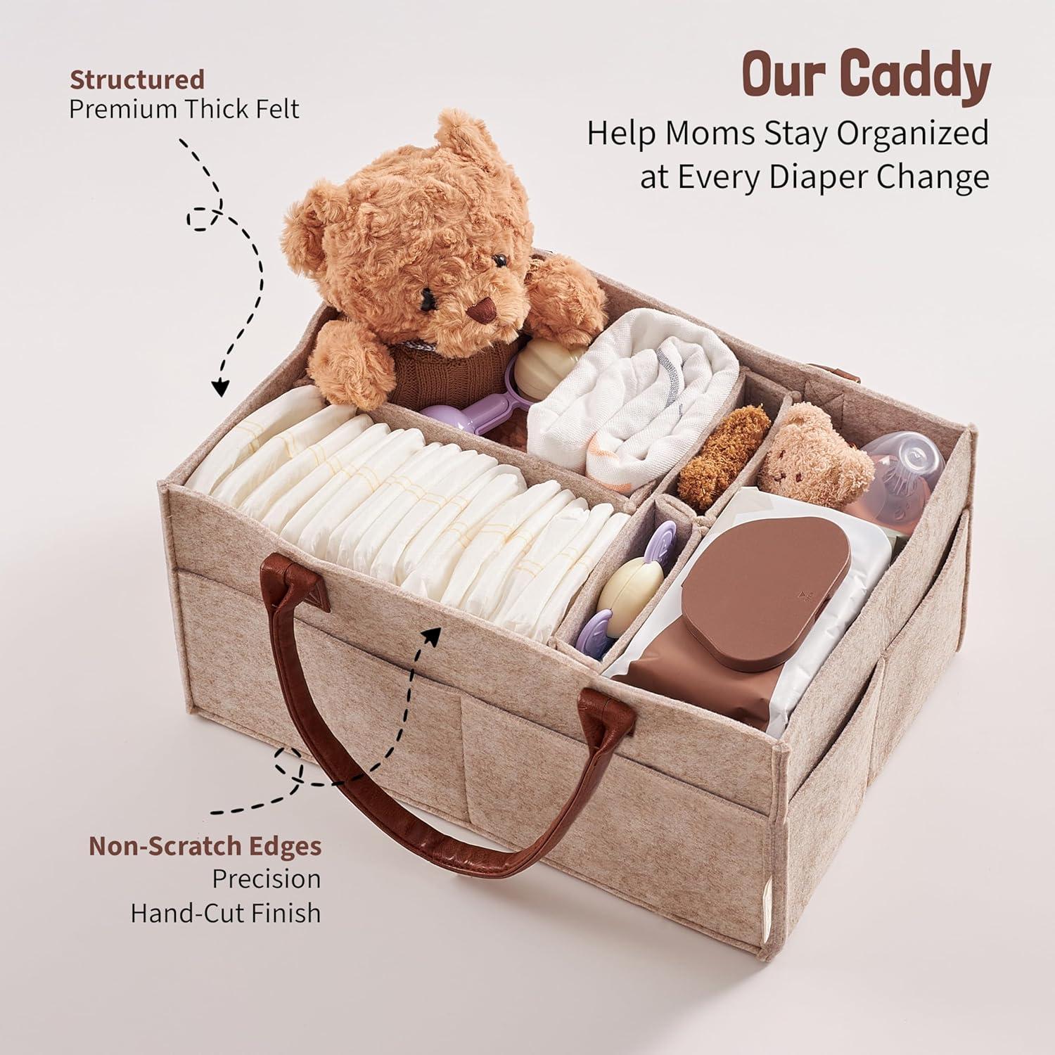 Lily Miles Baby Diaper Caddy Organizer - Nursery Storage Basket for Newborn Essentials - Shower Registry Gifts