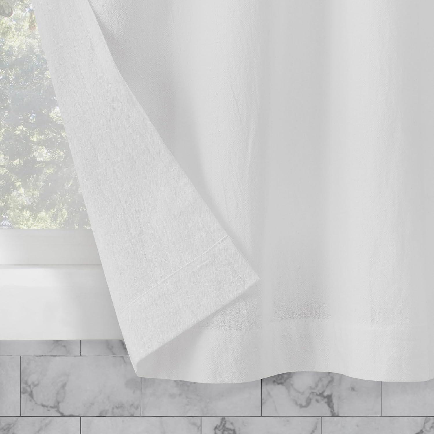2pk 52"x45" Light Filtering Twisted Tab Curtain Tiers White - Archaeo: Kitchen & 45 Inch Curtains, Machine Washable