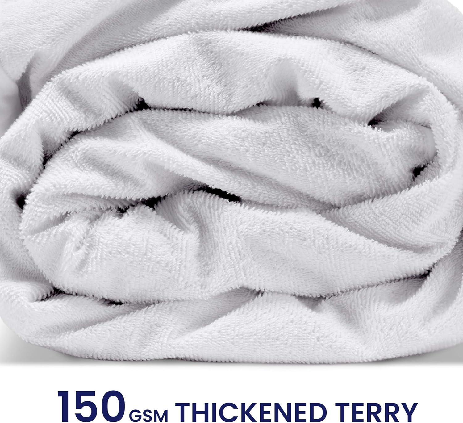 SLEEP ZONE Waterproof Mattress Protector Twin Size, Soft Breathable Cotton Terry Mattress Cover, Washable Noiseless Bed Cover Deep Pocket 8"-21", Twin