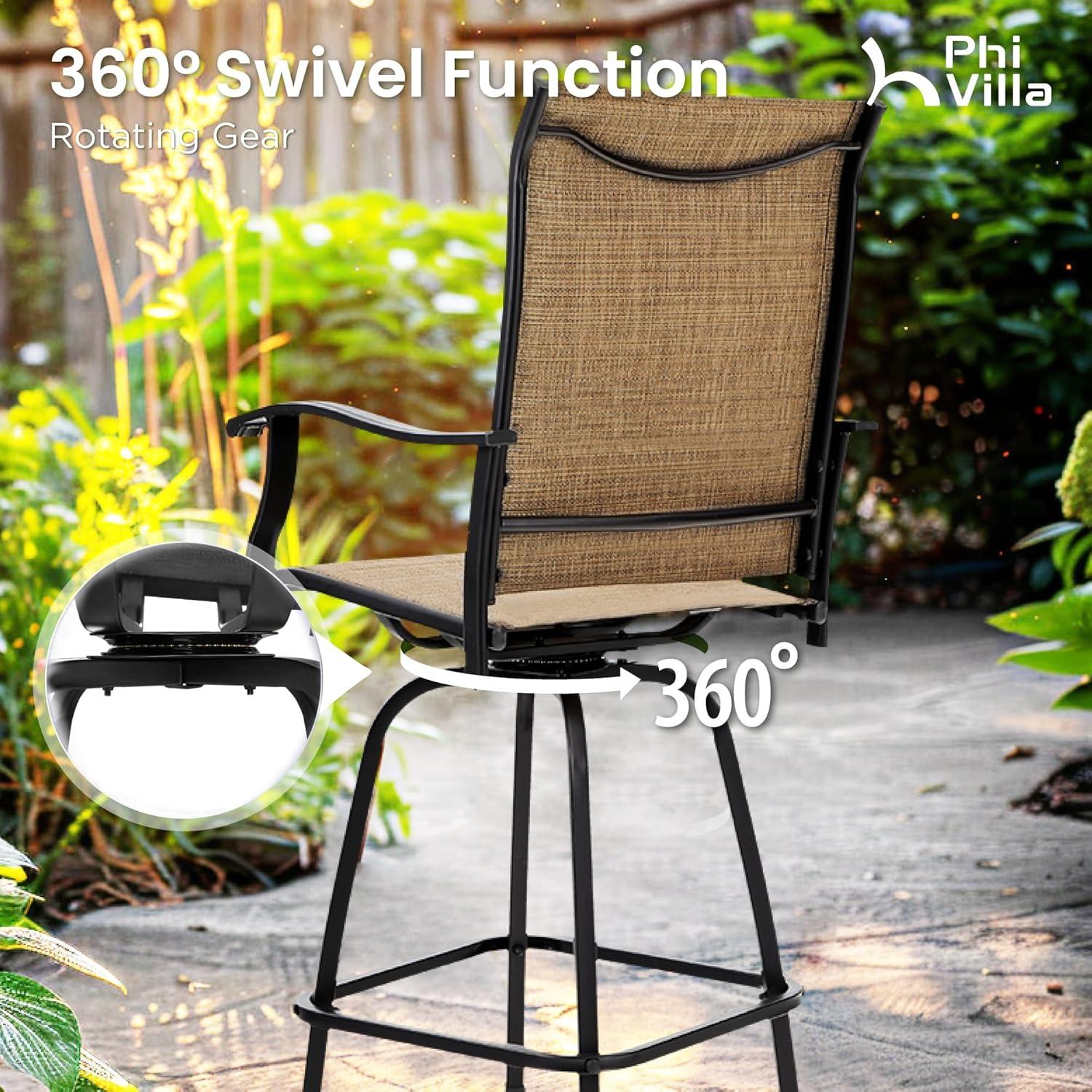 MAISON ARTS Oudoor  All-weather Swivel Patio Bar Stools (Set of 2) - N/A