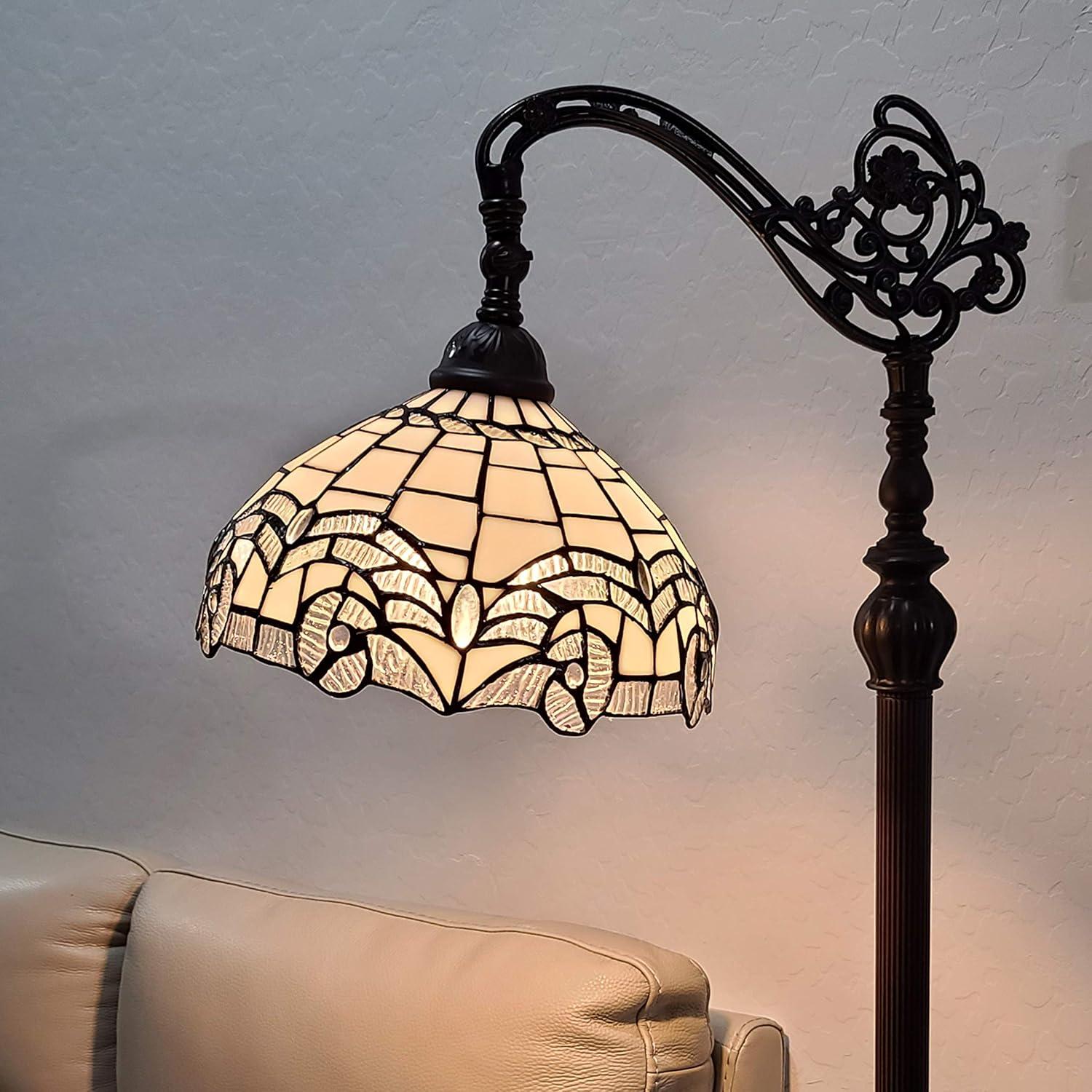 Amora Lighting Tiffany Style Jeweled Reading Floor Lamp 62" High