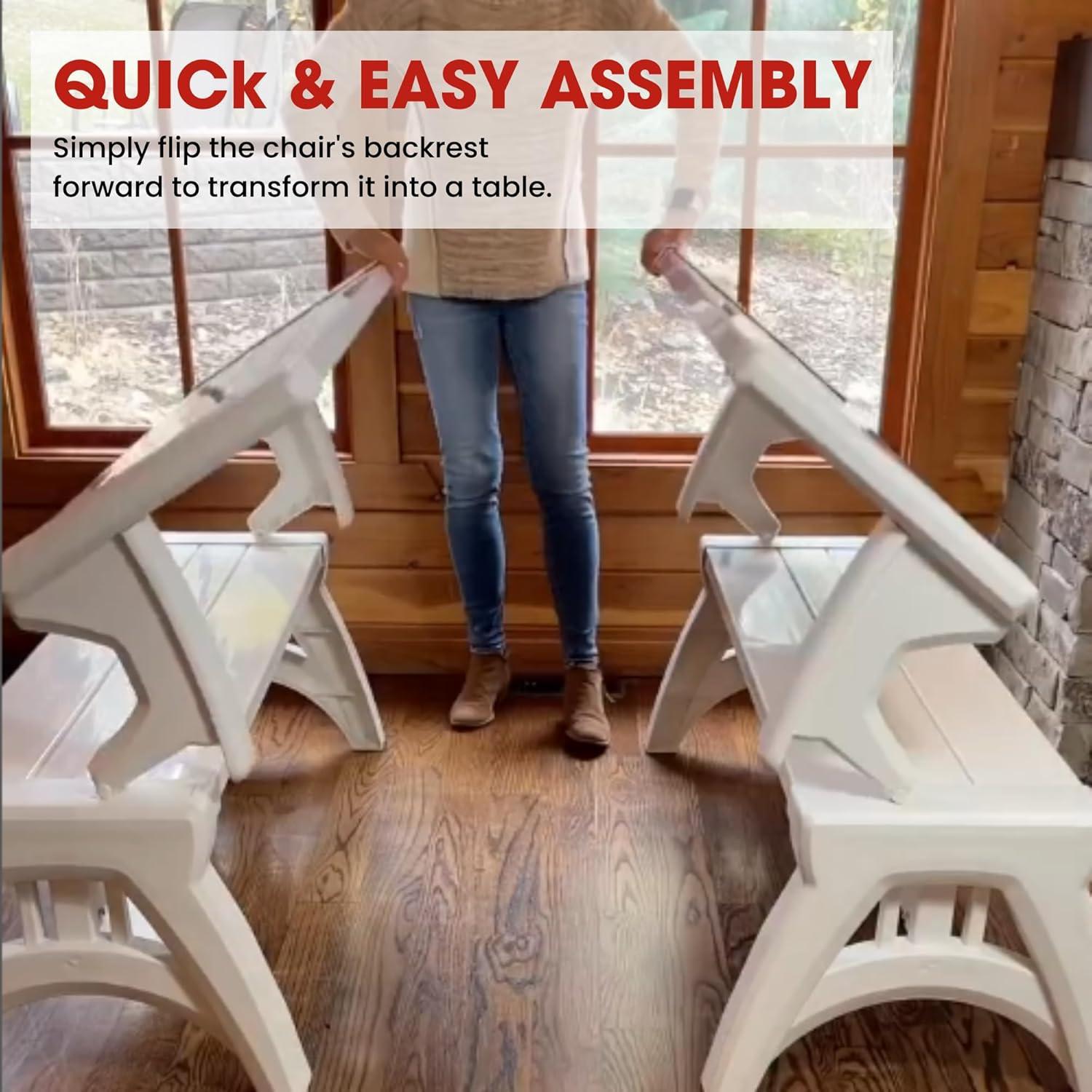 Convert a Bench Mesa de Picnic de 60" para Exteriores/banco de Vinilo para Patio, Madera Flotante, Generación II