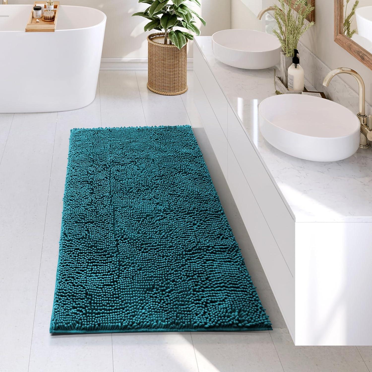 Hearth & Harbor Bathroom Rugs, Machine Washable Chenille Bath Mat for Bathroom