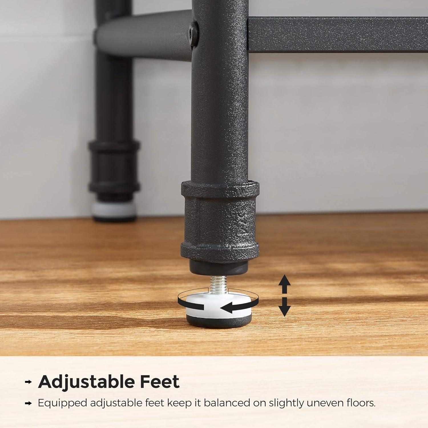 Industrial Coat Rack Stand, Shoe Rack Bench with Grid Memo Board, 9 Hooks and Storage Shelves, Hall Tree with Stable Metal Frame, Rustic Brown UHSR46BX