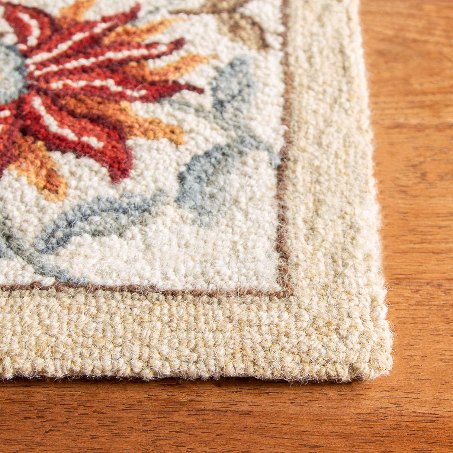SAFAVIEH Chelsea Alaia Floral Wool Area Rug, Light Blue, 6' x 6' Square