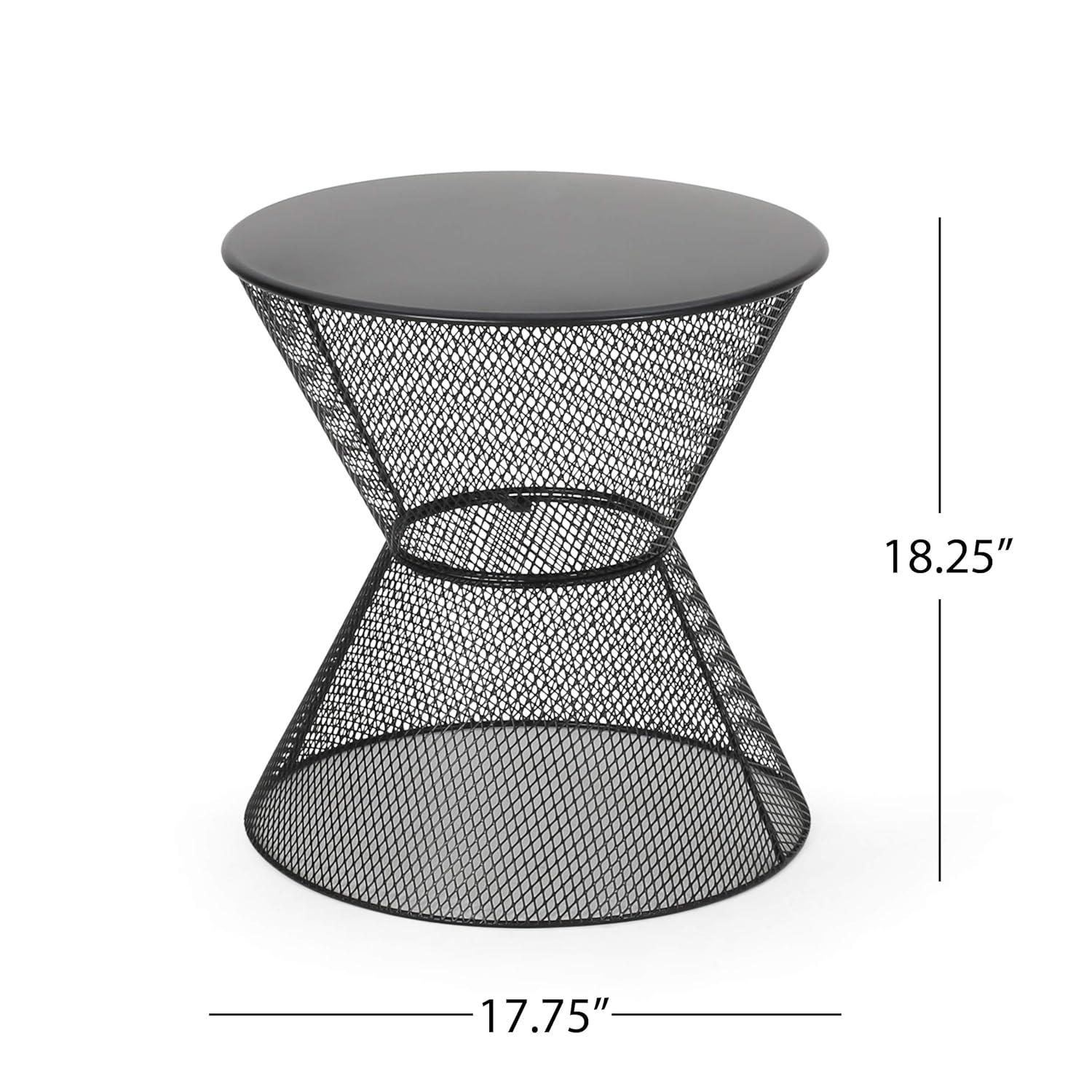 Noble House Nevada Outdoor Iron Side Table in Matte Black