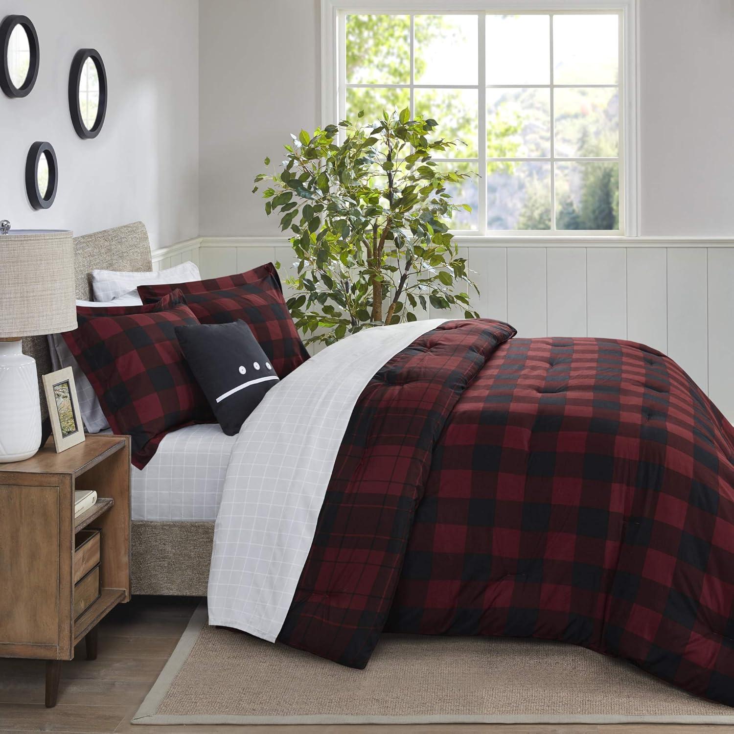 Madison Park Essentials Everest Reversible Plaid Comforter Set with Bed Sheets