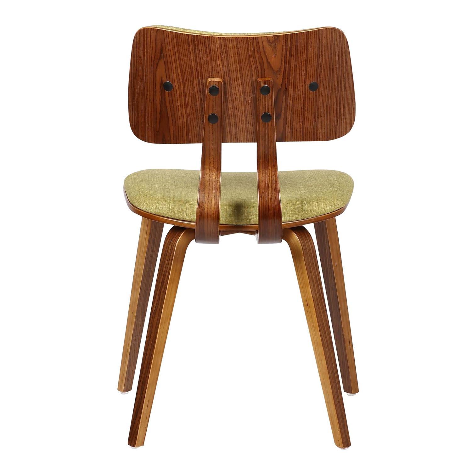 Jaguar Mid-Century Modern Kitchen Dining Table Accent Chair in Walnut Wood and Green Fabric