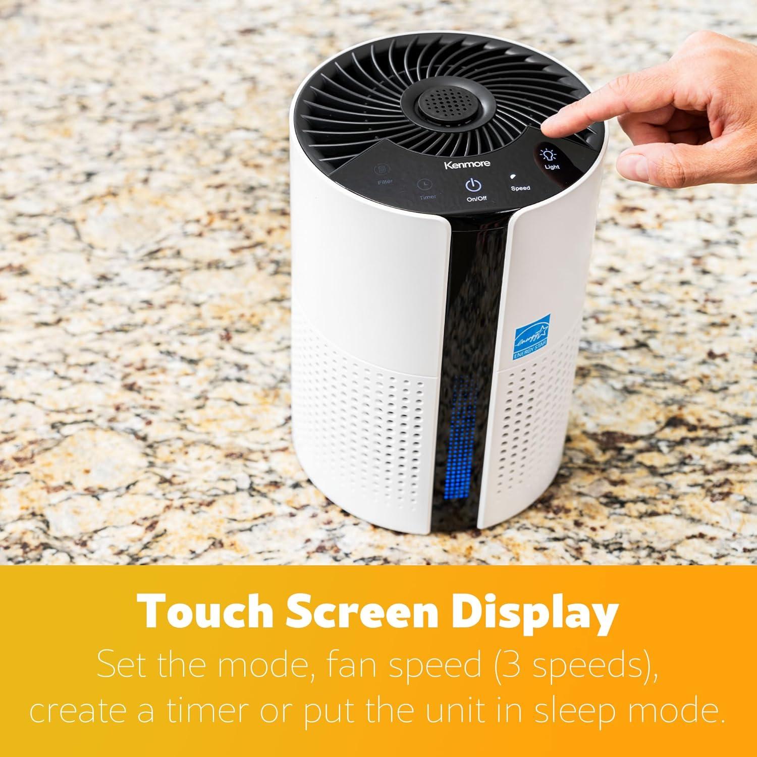 Invenitiah Kenmore PM1010 Air Purifiers For Bedroom Up To 348 Sq.Foot With H13 True HEPA Filter, Child Lock, Sleep Mode And Ambient Light For Small Rooms