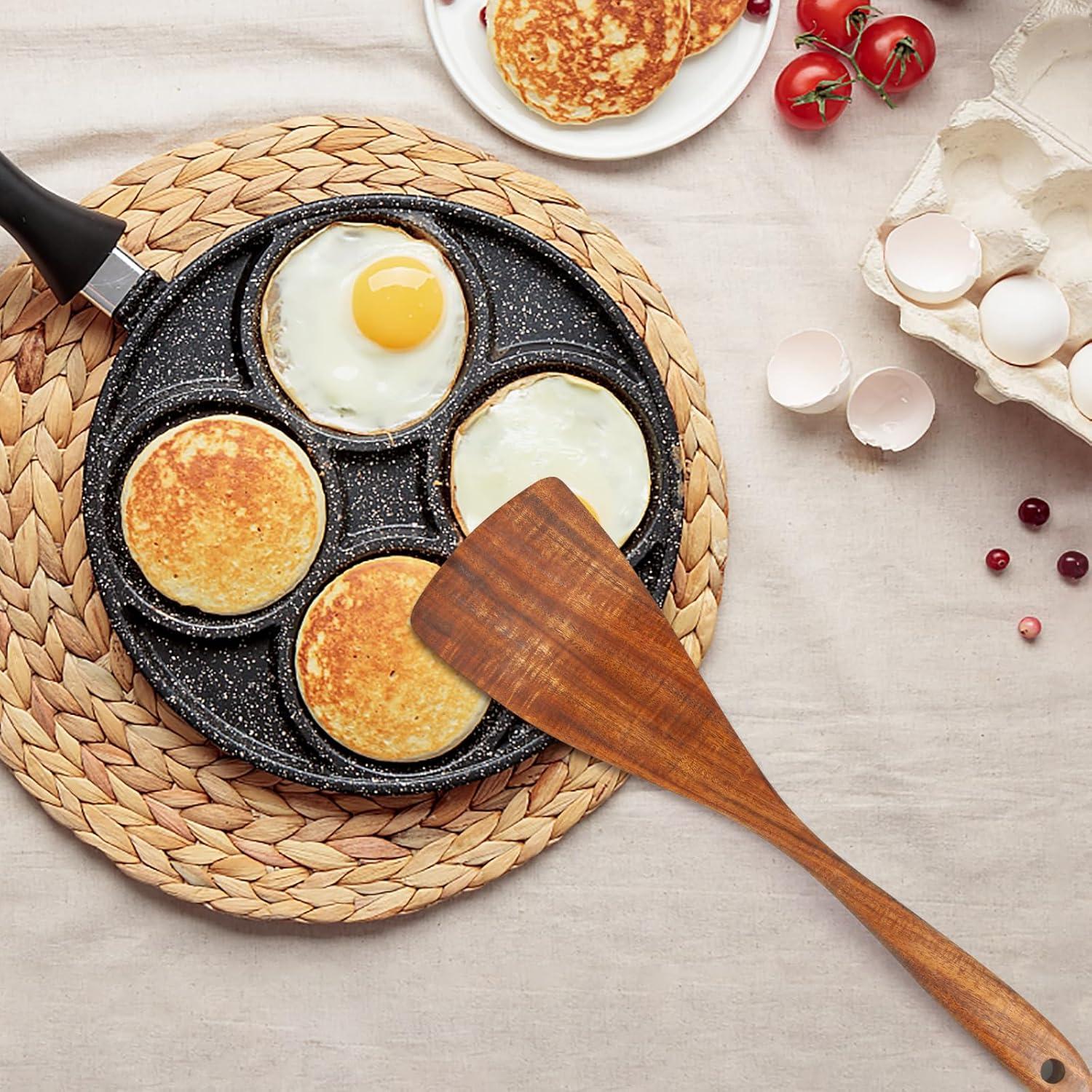 Jilla-hla Wooden Spatula Wooden Turner Acacia Wood,Long Handle Flat Frying Spatula Handmade for Kitchen Cookware (Frying Spatula) C52