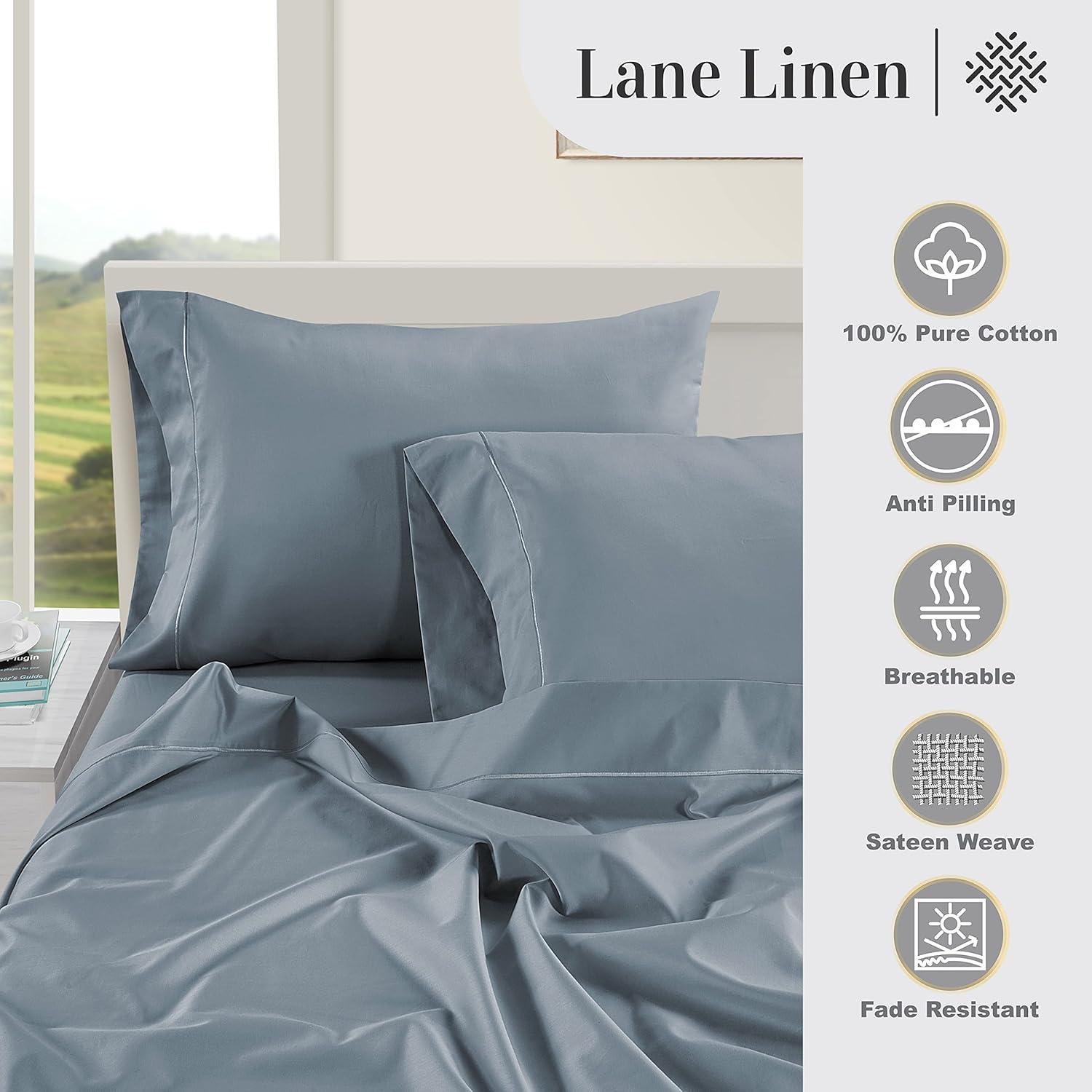 LANE LINEN 1000 TC 100% Egyptian Cotton Queen Sheet Set, 16 inch Deep Pocket Fully Elasticized French Reinforced Pocket Seams for Soft, Comfy & Fresh Bed Eco Friendly Cooling Sheets Queen -Blue