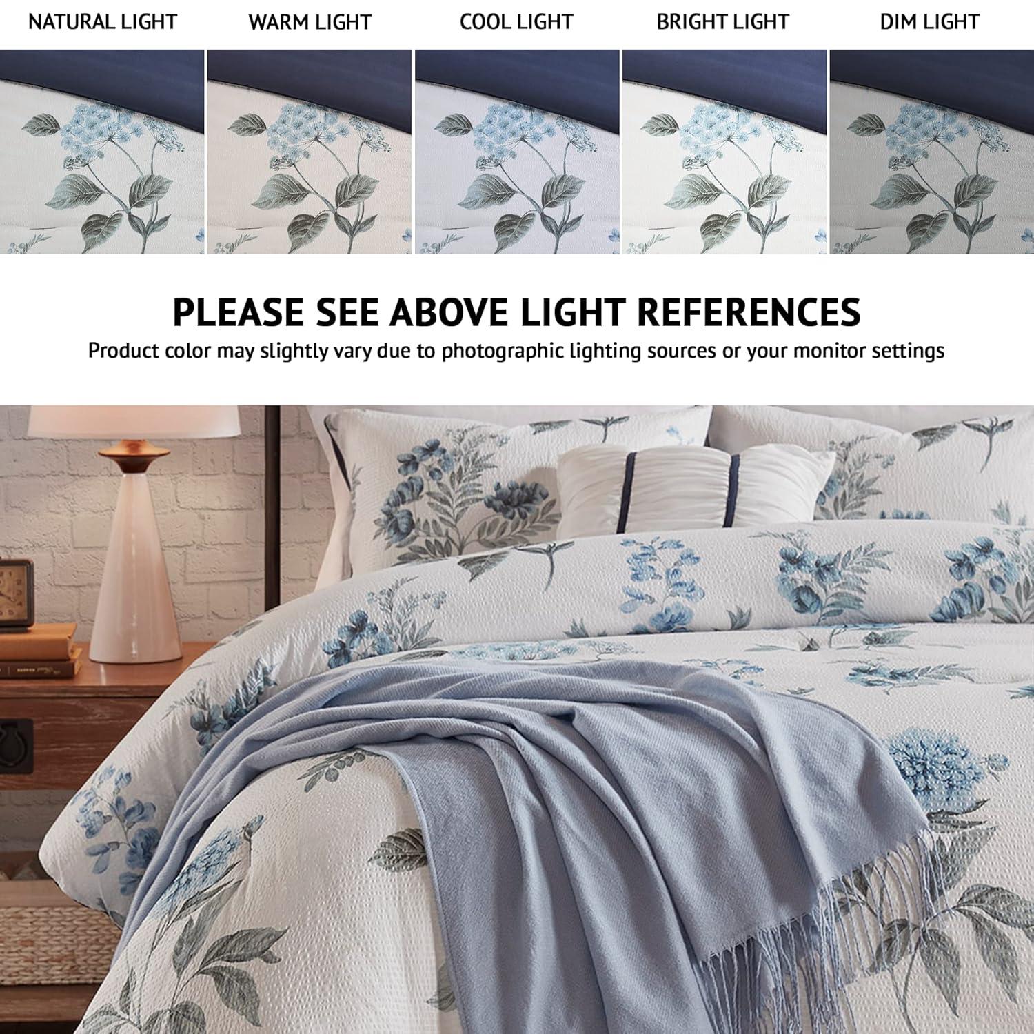 Zennia 7 Piece Seersucker Floral Comforter Set with Throw Blanket