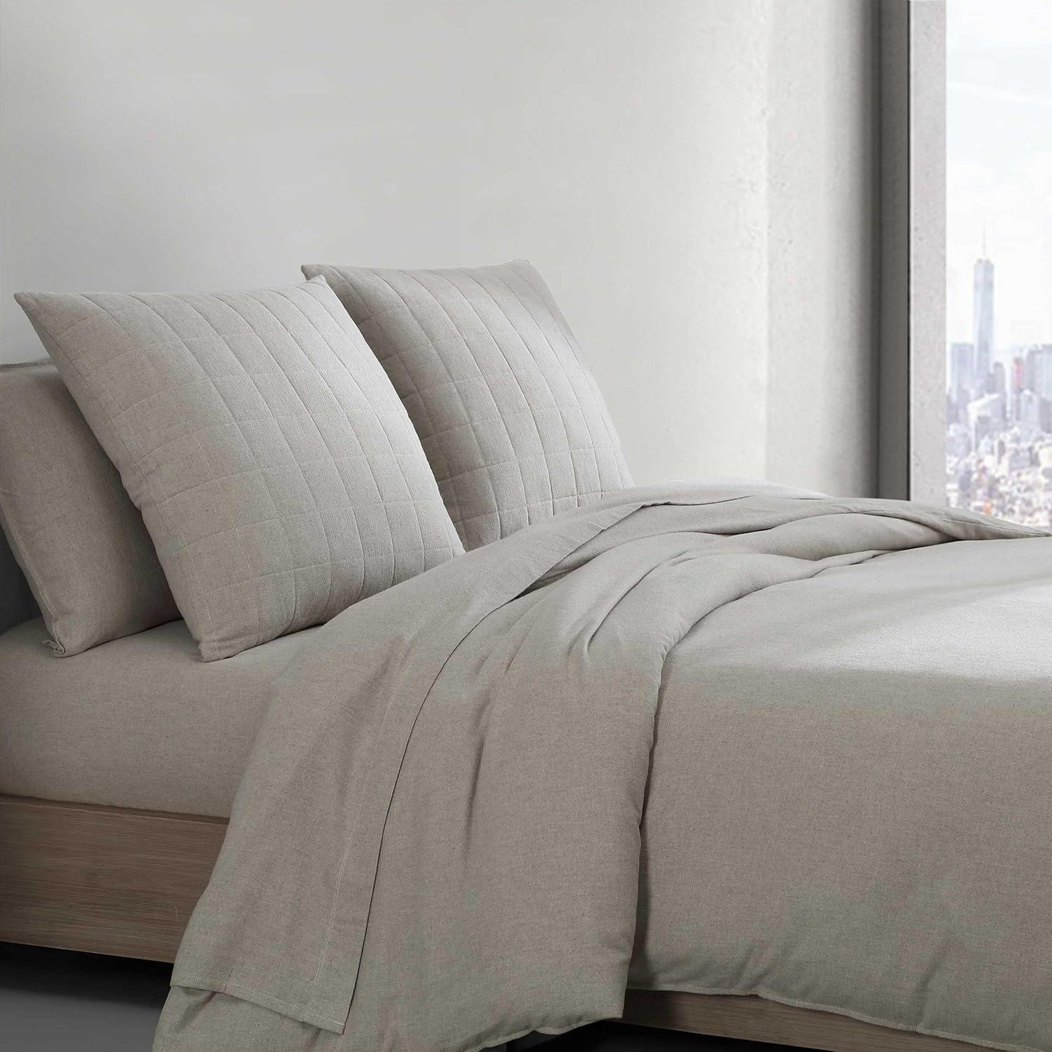 Calvin Klein Calvin Klein Melange Flannel Cotton Solid 2 Piece Euro Sham Set
