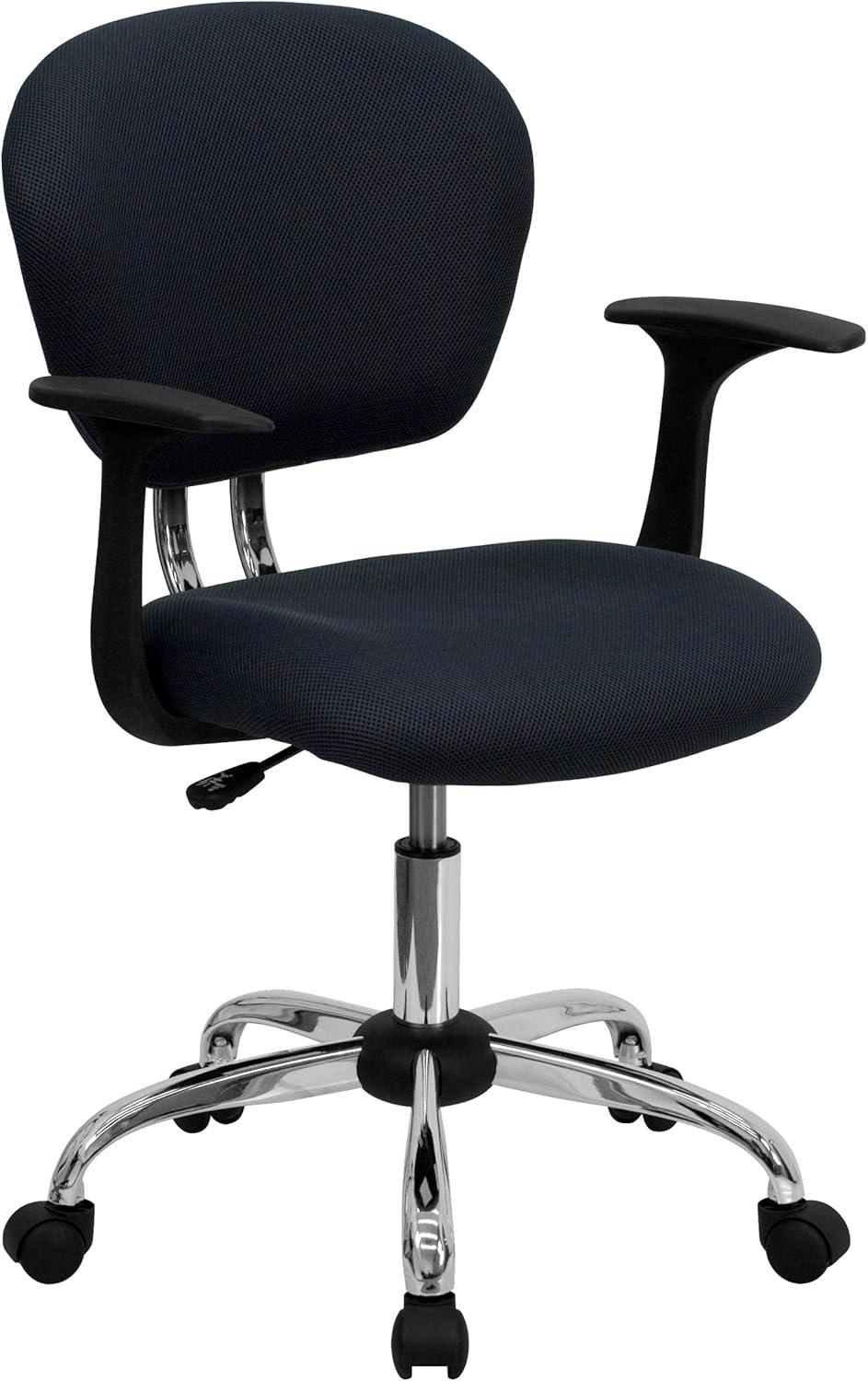 Modern Mid-Back Gray Mesh Swivel Task Chair with Chrome Base