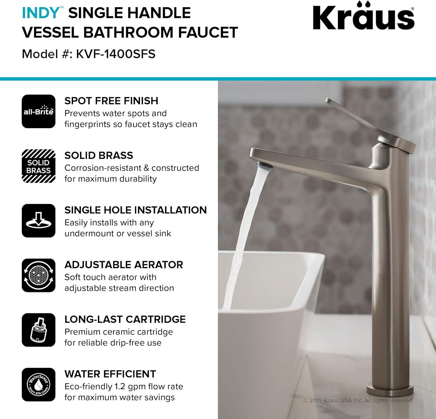 Indy Vessel Sink Bathroom Faucet with Drain Assembly