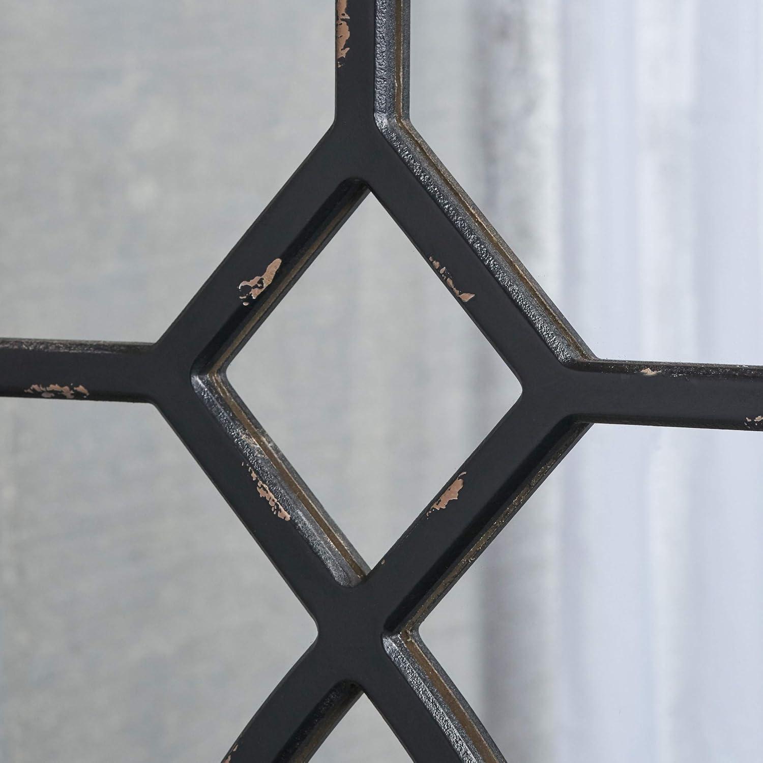 GDF Studio Amwiler Farmhouse Wooden Rectangular Mirror, Distressed Black