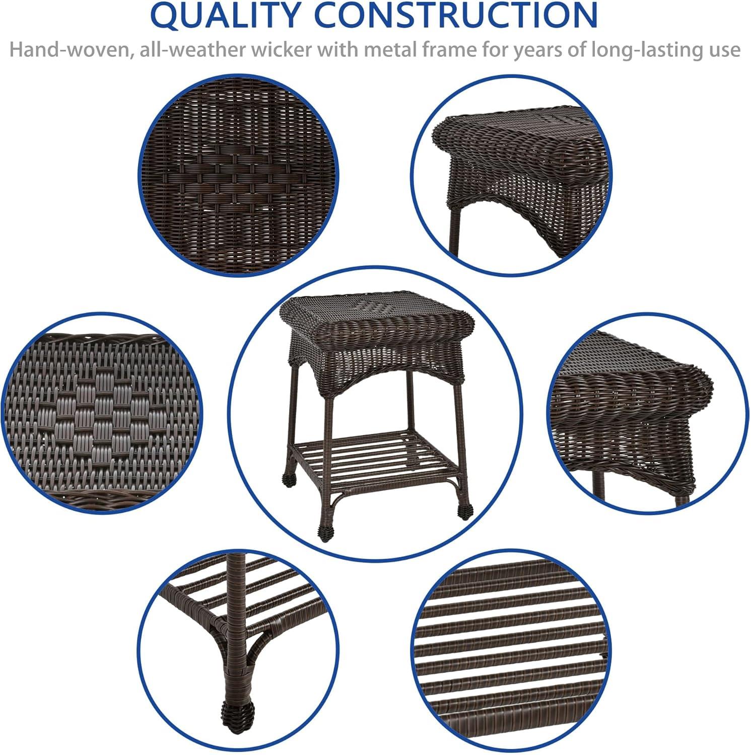Wicker Lane  Outdoor Espresso Wicker Patio Furniture End Table