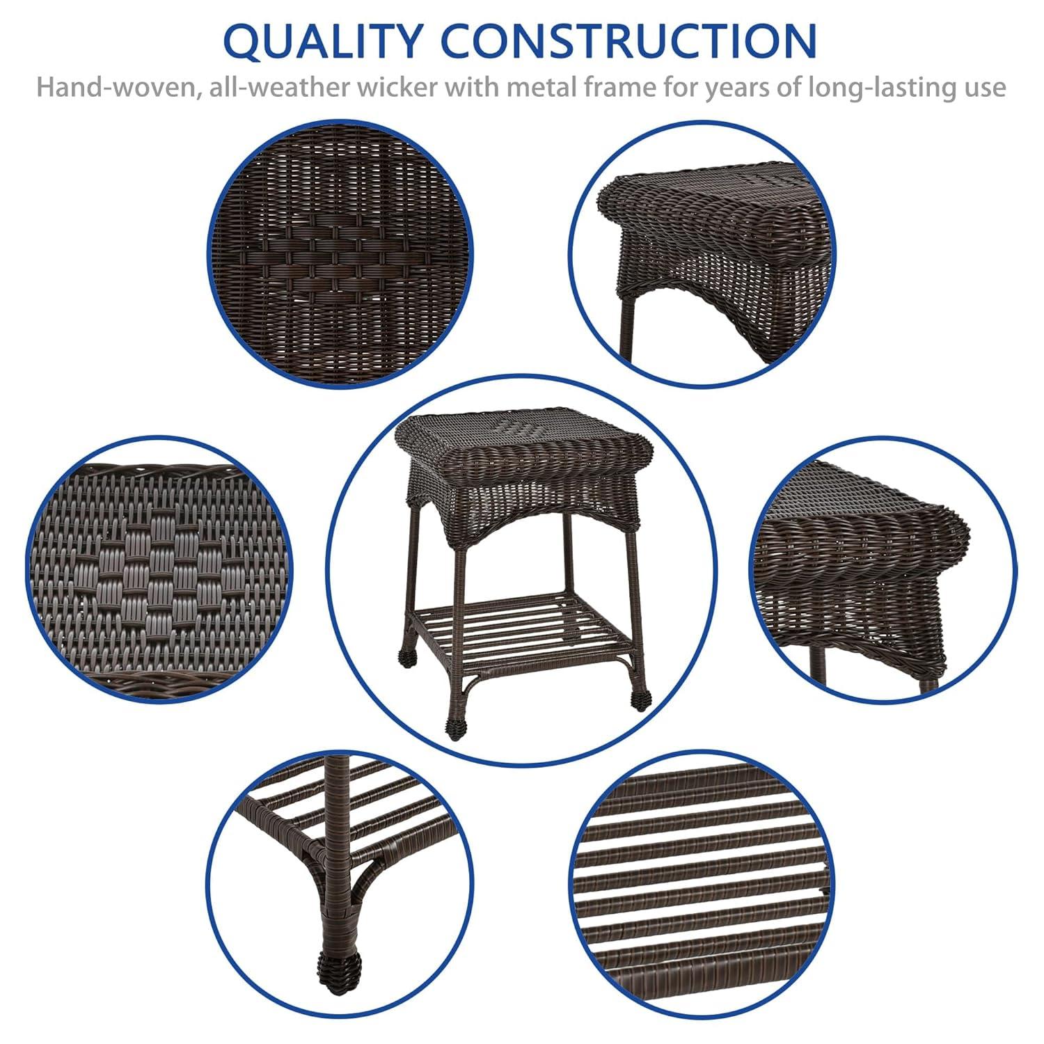 Wicker Lane  Outdoor Espresso Wicker Patio Furniture End Table