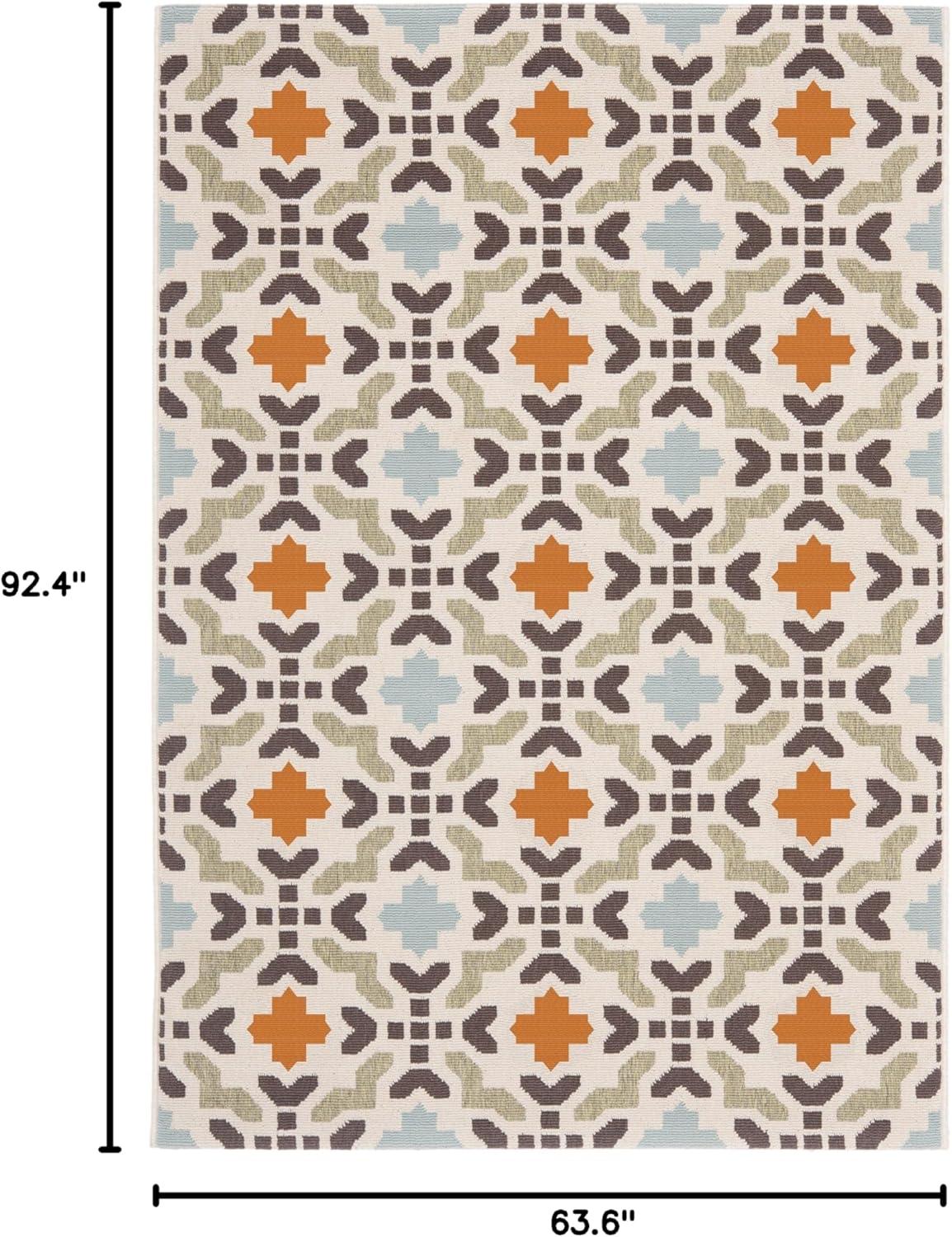 Veranda VER080 Power Loomed Indoor/Outdoor Area Rug - Cream/Terracotta - 5'3"x7'7" - Safavieh.