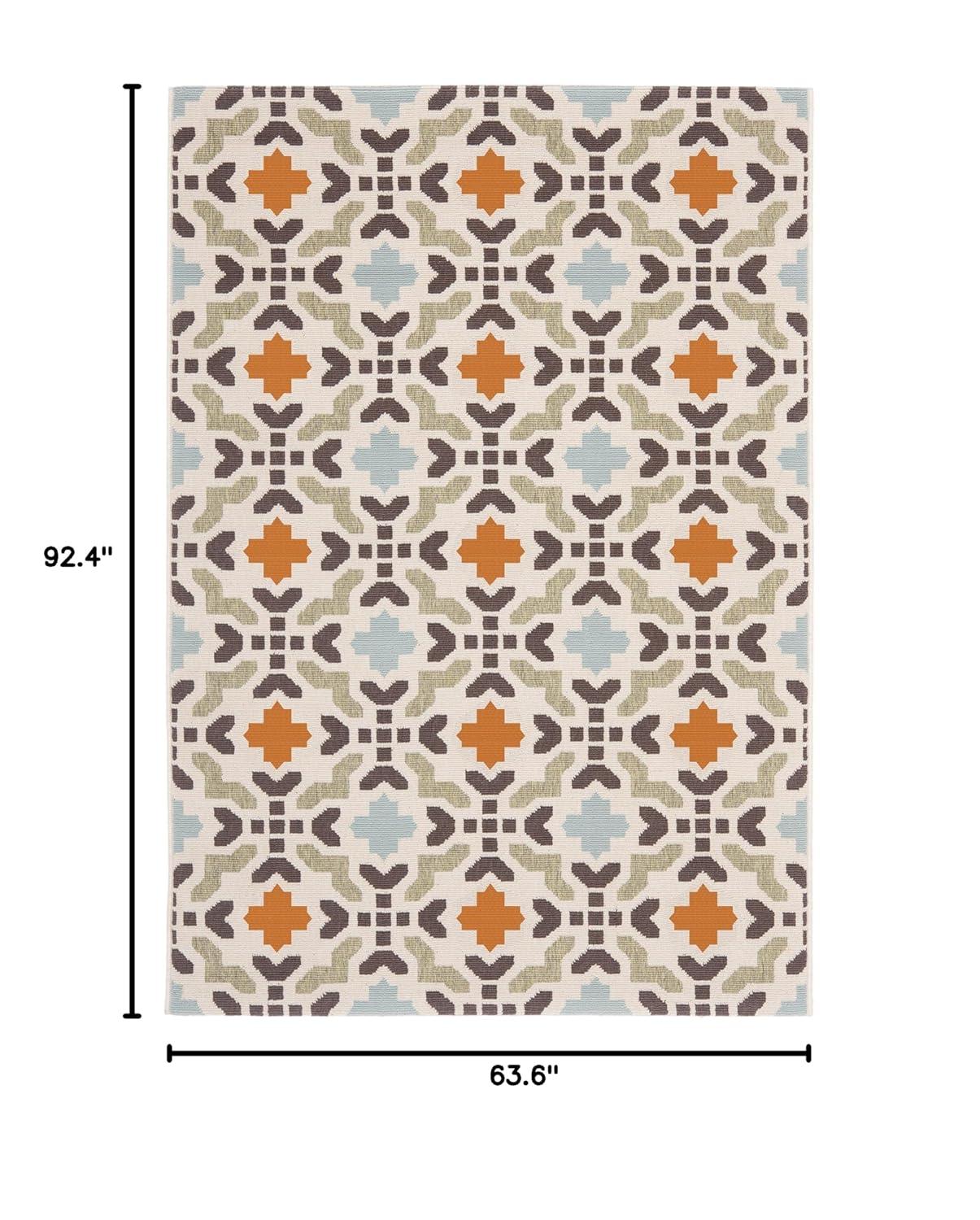 Veranda VER080 Power Loomed Indoor/Outdoor Area Rug - Cream/Terracotta - 5'3"x7'7" - Safavieh.