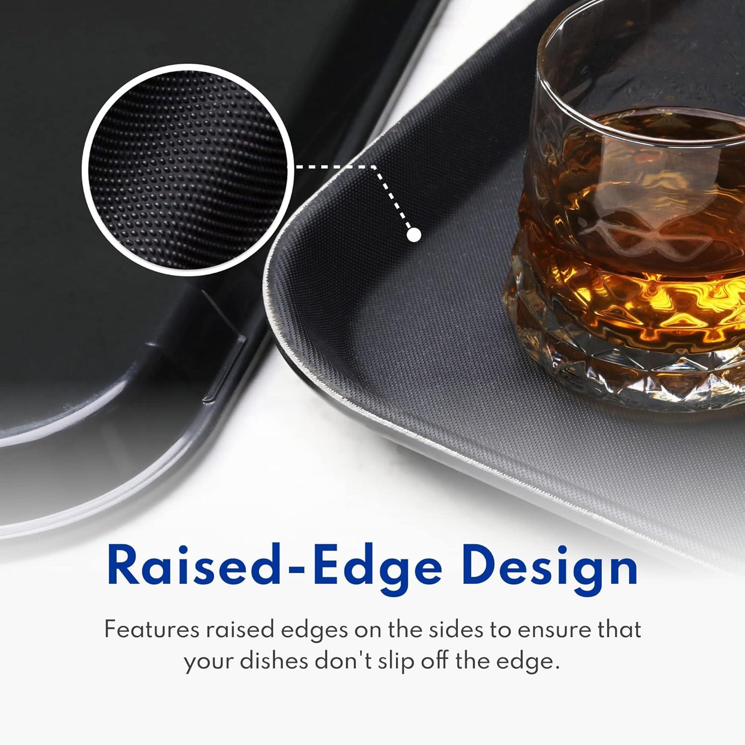 New Star Foodservice Restaurant Grade Non-Slip Tray, Plastic, Rubber Lined, Rectangular (Black, 15-Inch x 20-Inch)