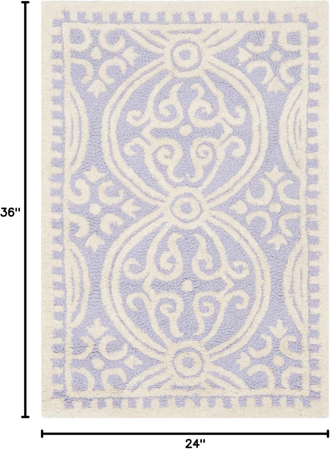 SAFAVIEH Cambridge Leslie Geometric Wool Area Rug, Lavender/Ivory, 2' x 3'